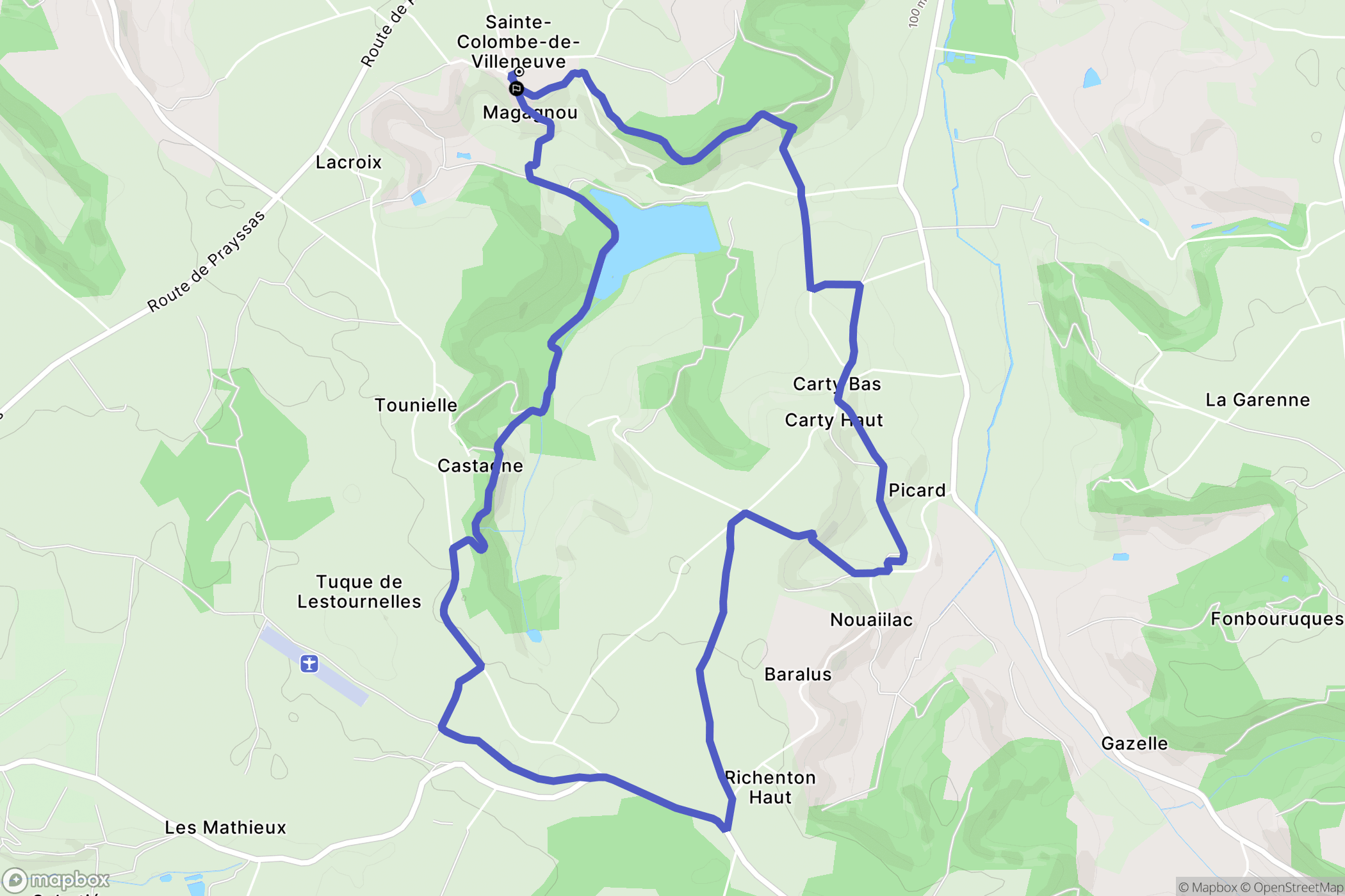 Nouaillac : carte du parcours de randonnée - France