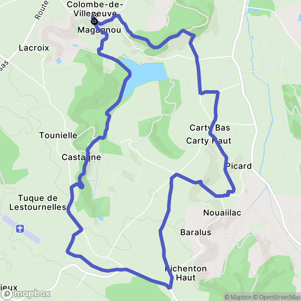 Nouaillac : carte du parcours de randonnée - France
