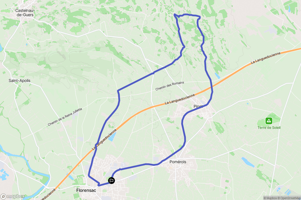 Florensac : carte du parcours de randonnée - France