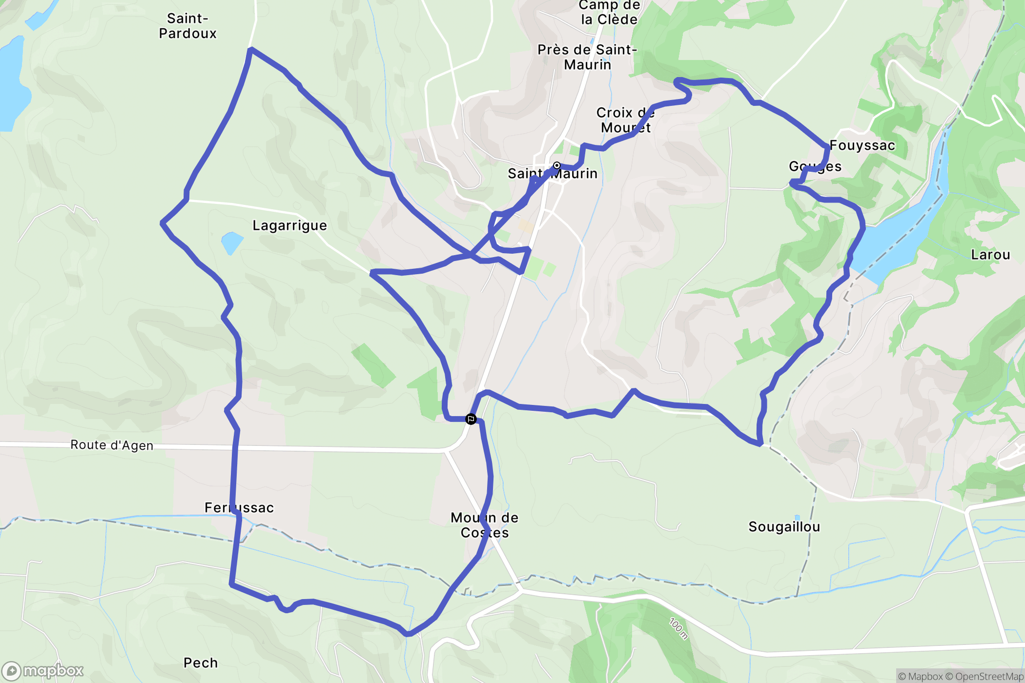 Saint-Maurin : carte du parcours de randonnée - France