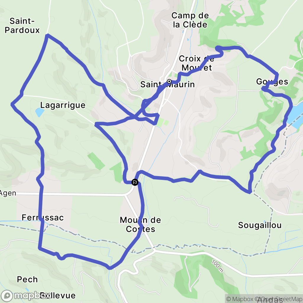 Saint-Maurin : carte du parcours de randonnée - France
