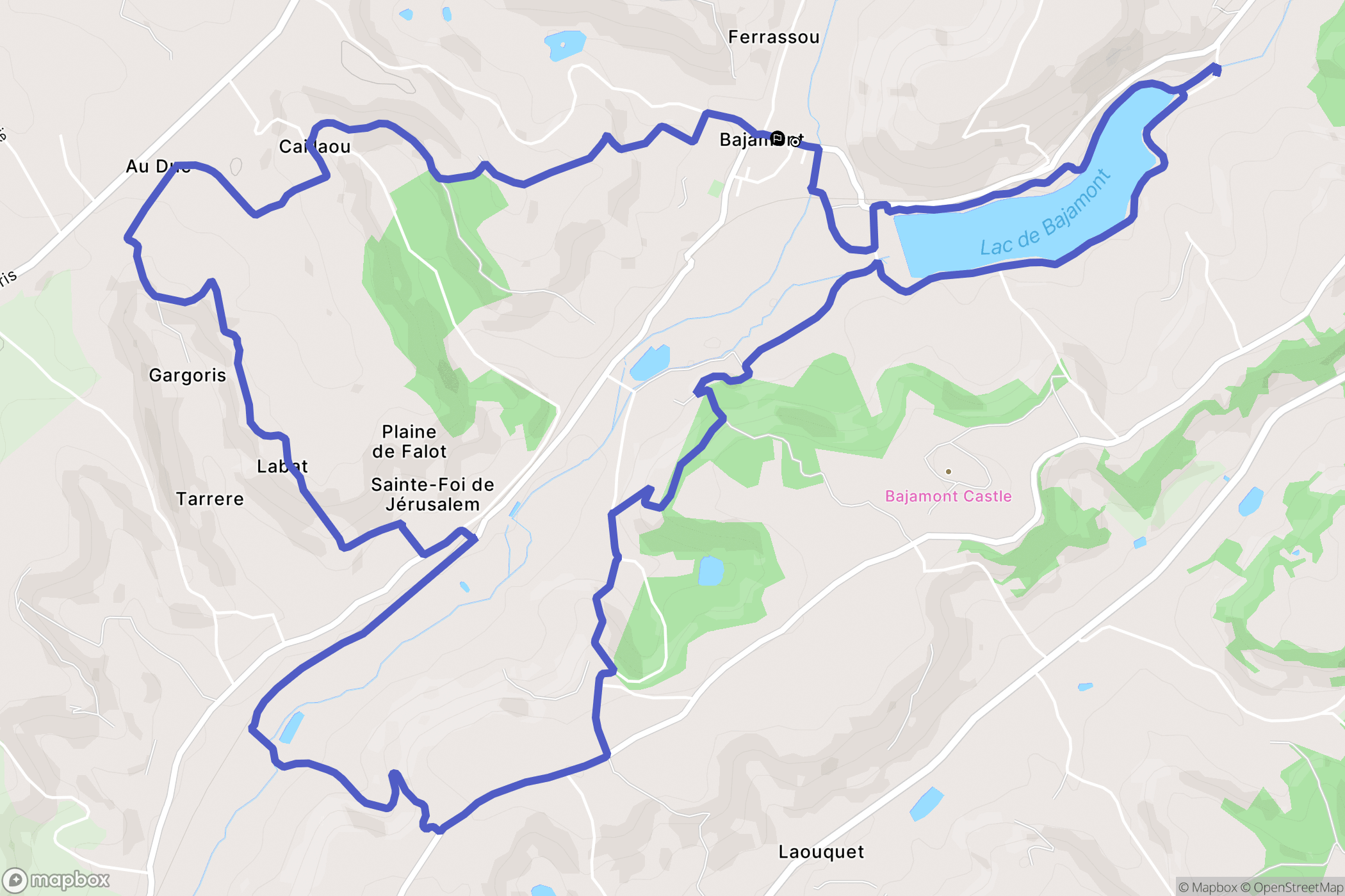 Bajamont : carte du parcours de randonnée - France