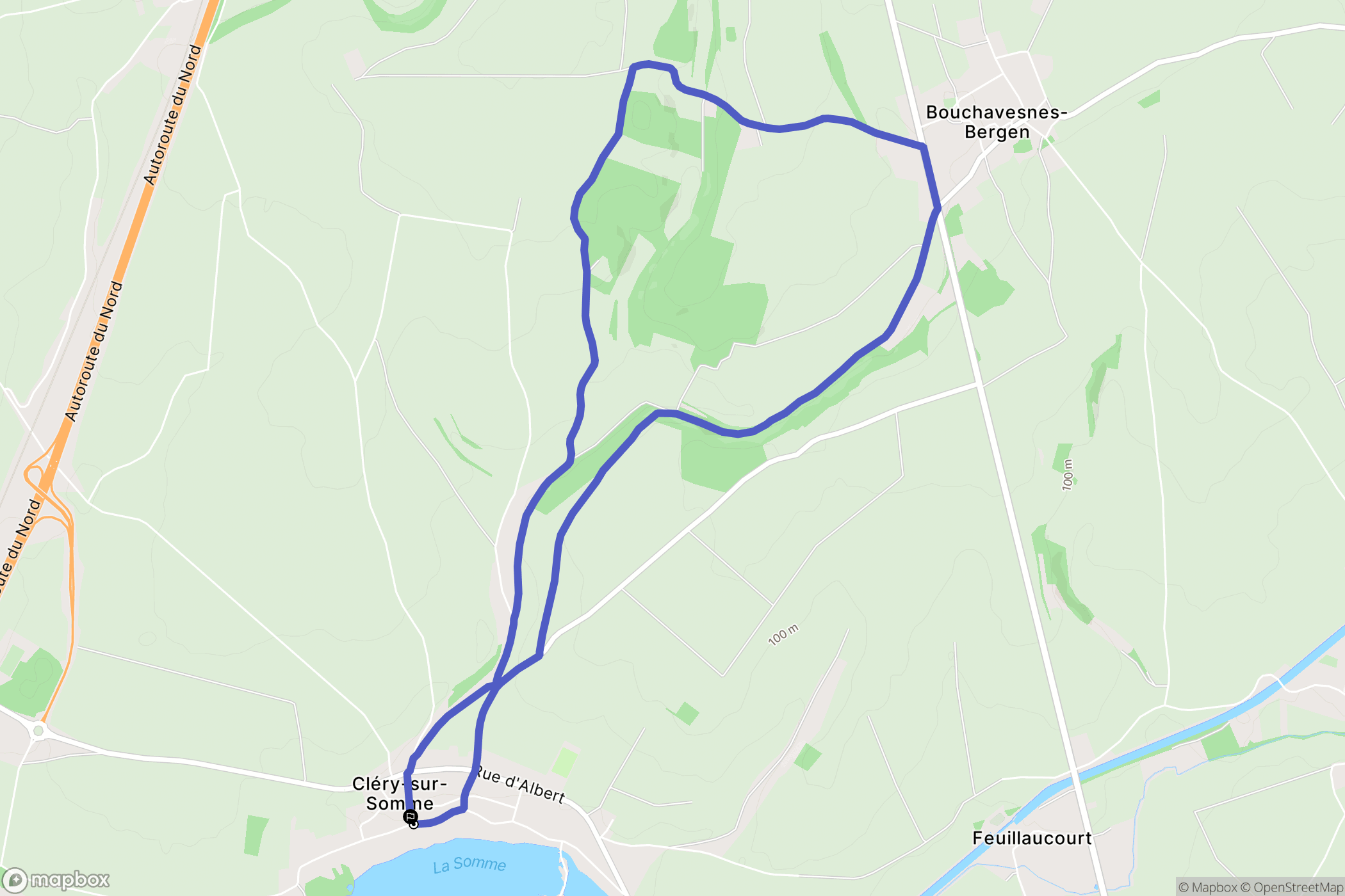 Cléry-sur-Somme : carte du parcours de randonnée - France