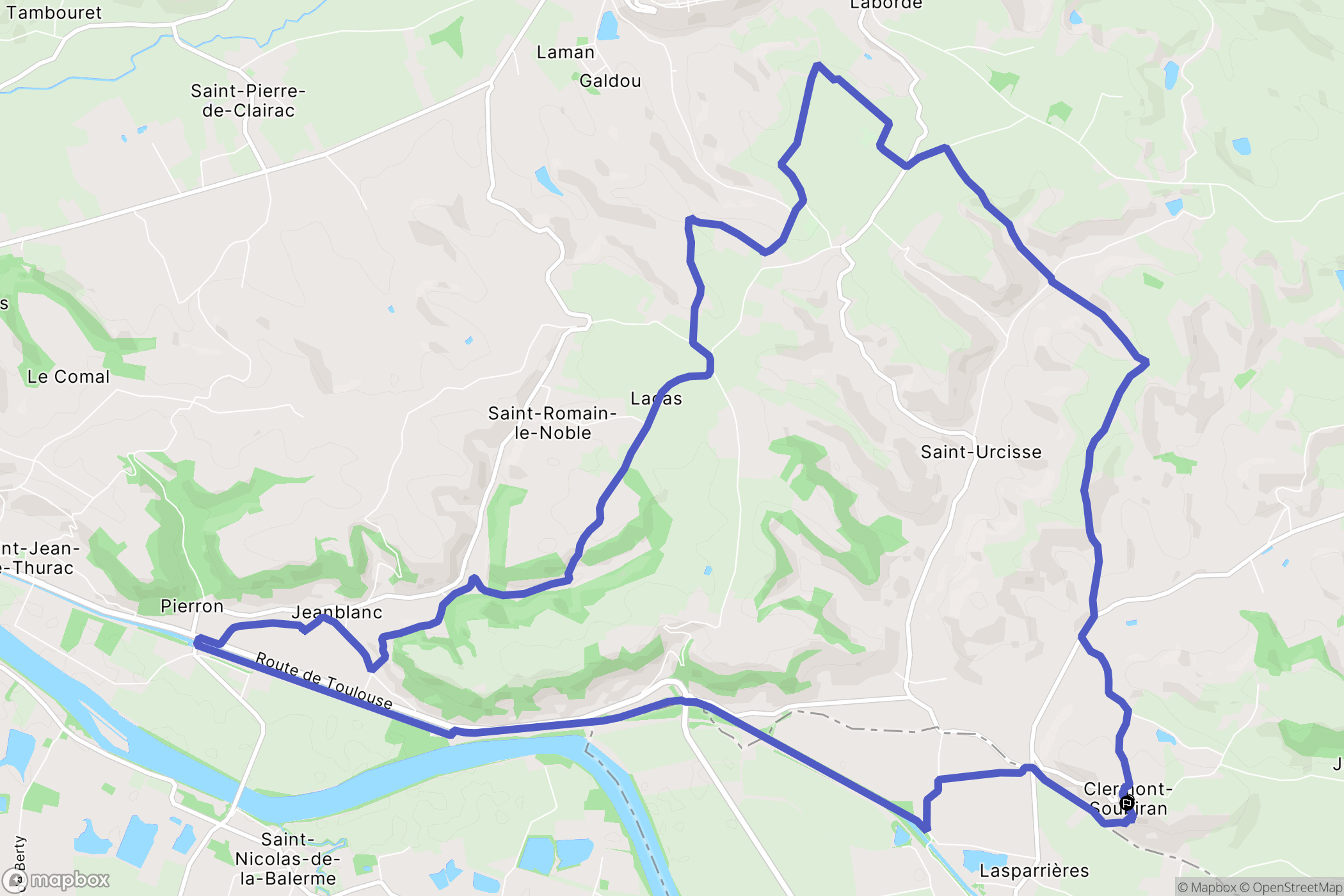 Clermont-Soubiran : carte du parcours de randonnée - France