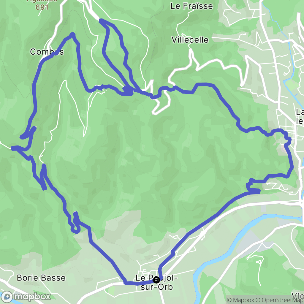 Le Poujol-sur-Orb : carte du parcours de randonnée - France