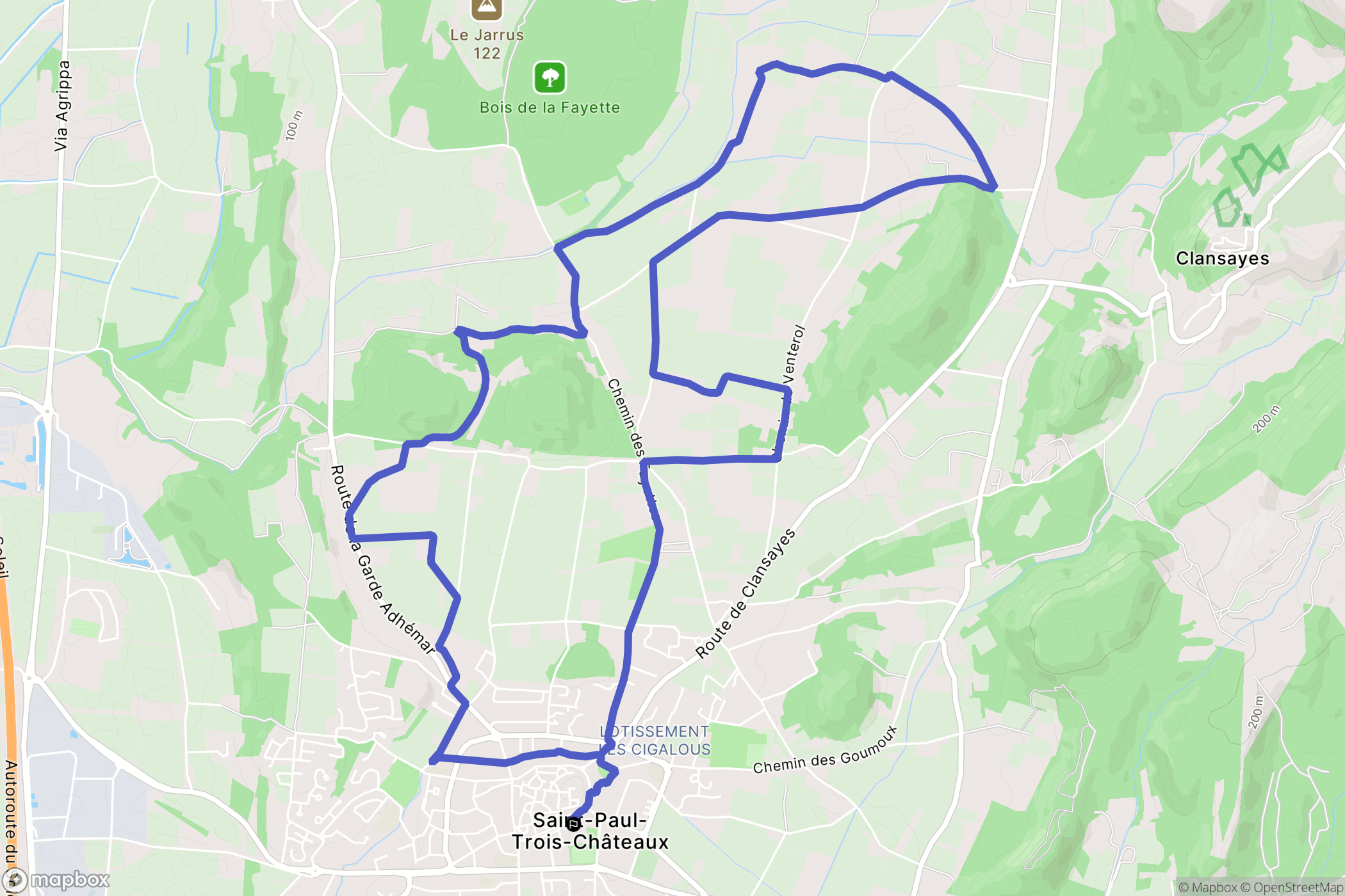 Saint Paul Trois Châteaux : carte du parcours de randonnée - France