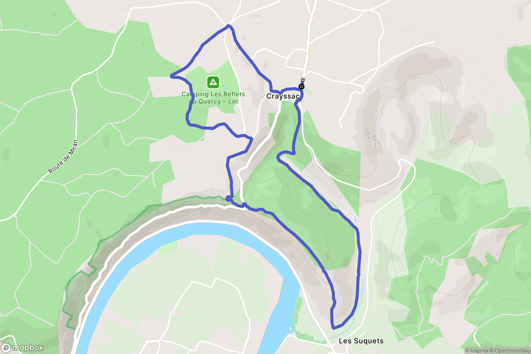 Crayssac : carte du parcours de randonnée - France