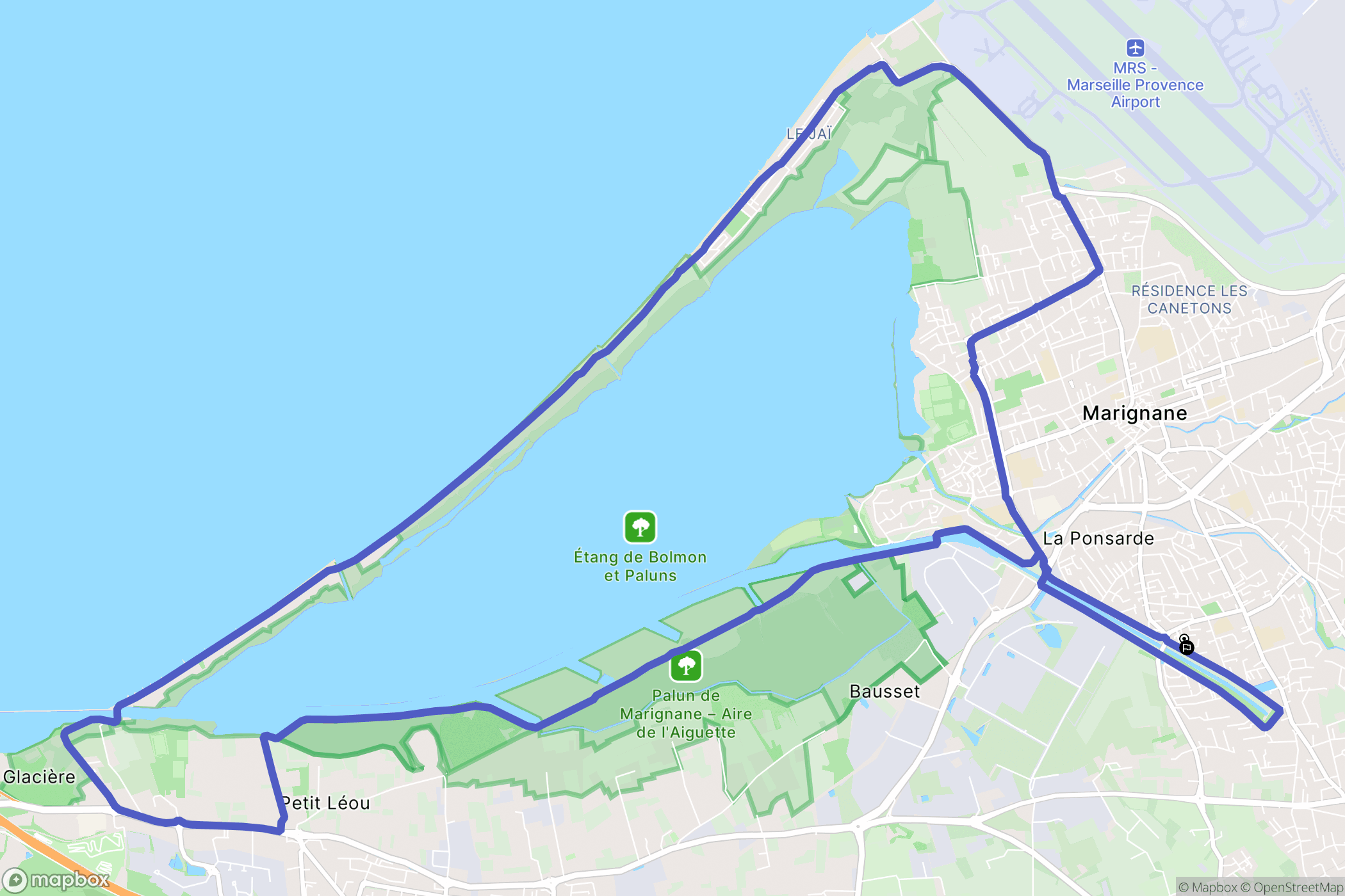 Marignane : carte du parcours de randonnée - France