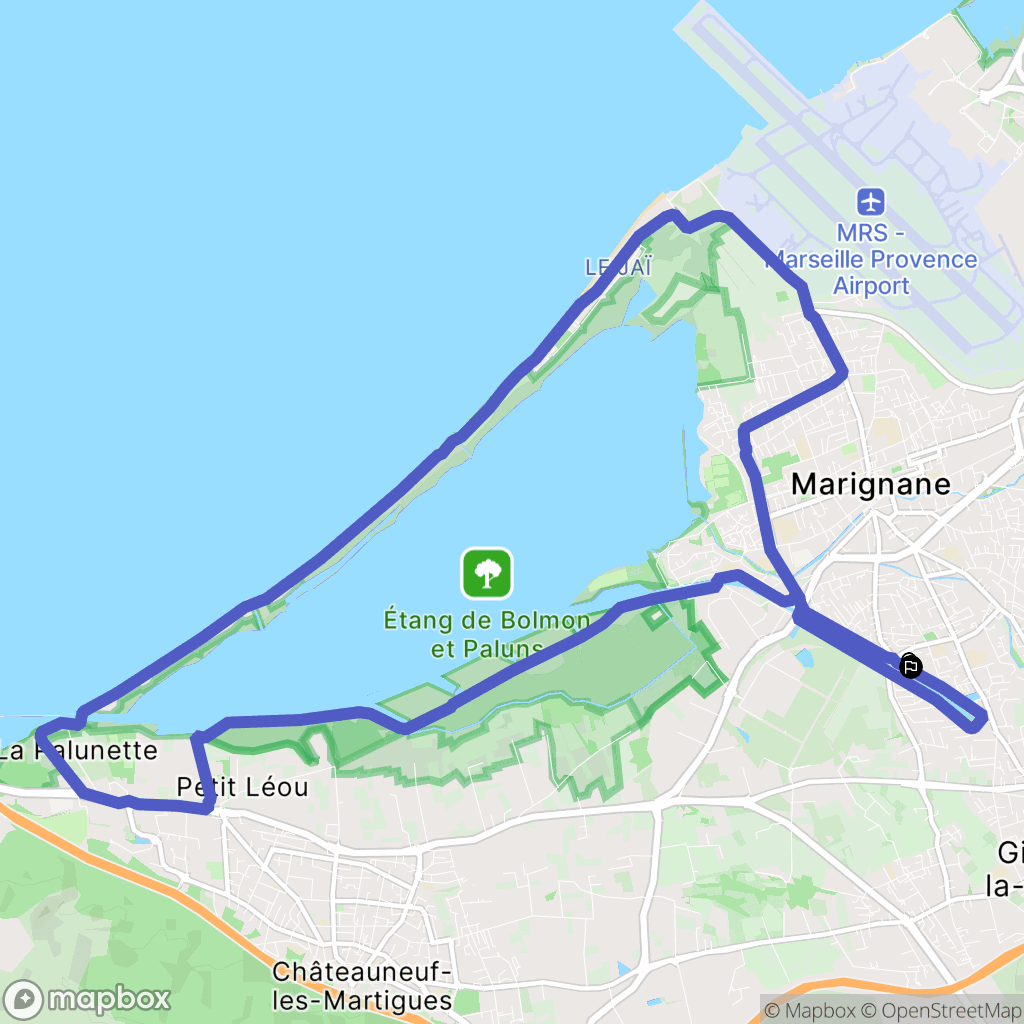 Marignane : carte du parcours de randonnée - France