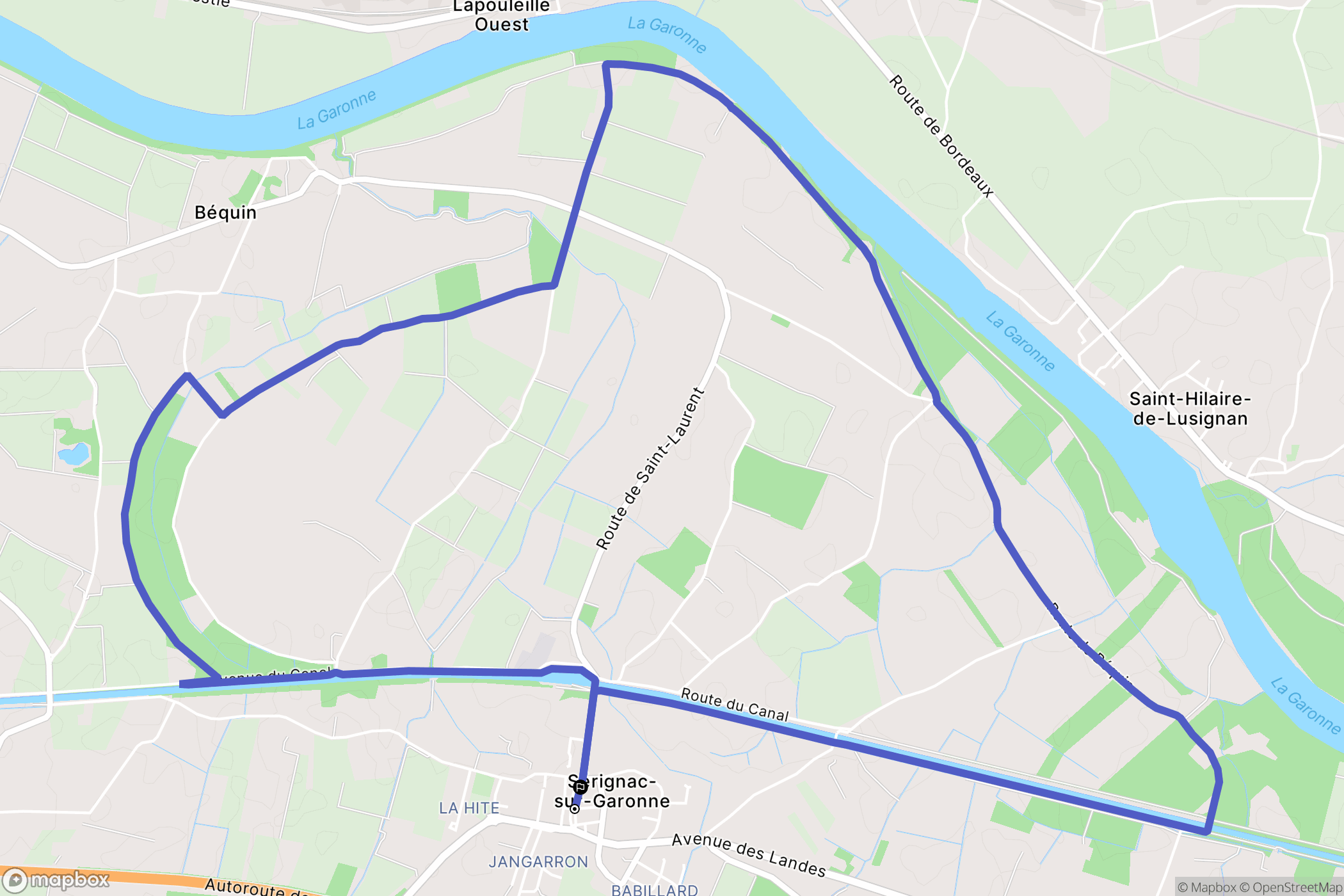 Sérignac-sur-Garonne : carte du parcours de randonnée - France