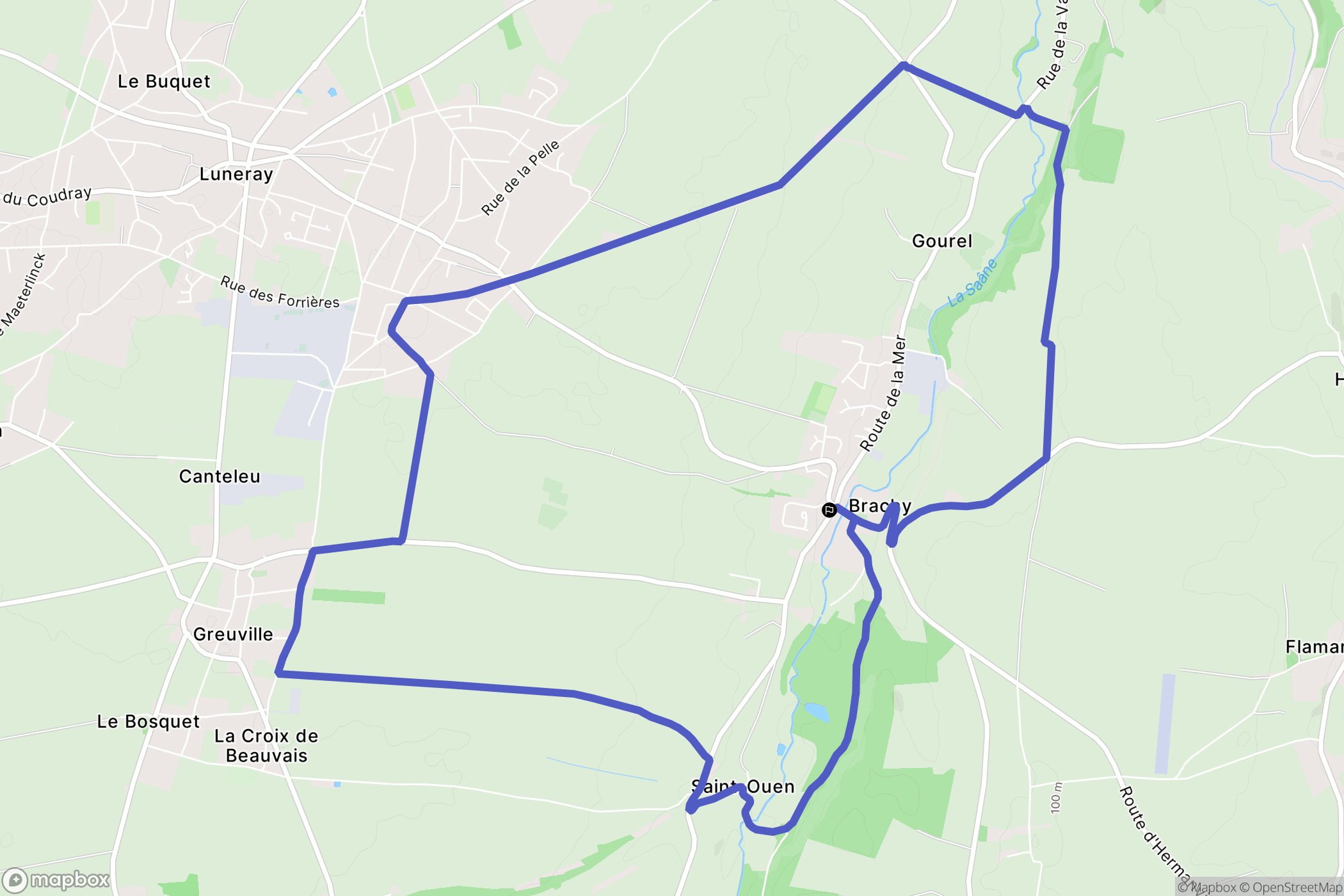 Brachy : carte du parcours de randonnée - France