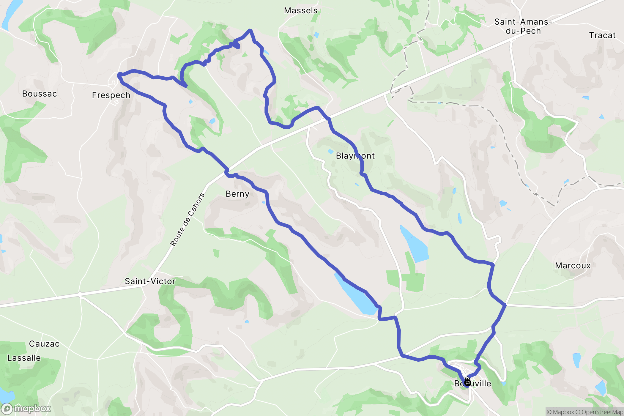 Beauville : carte du parcours de randonnée - France