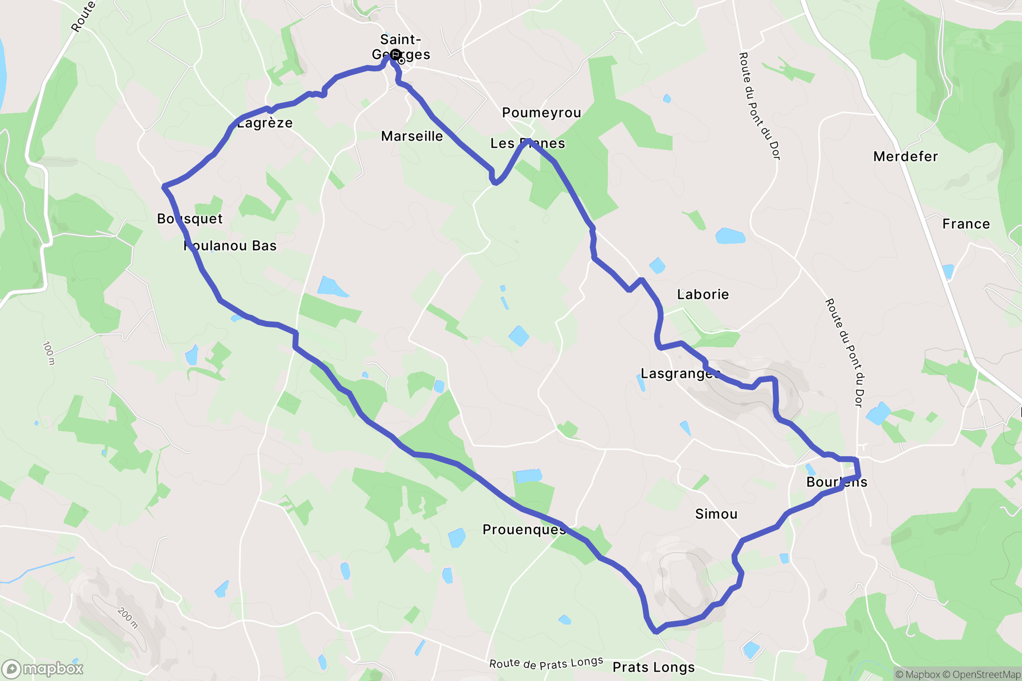 Saint-Georges : carte du parcours de randonnée - France