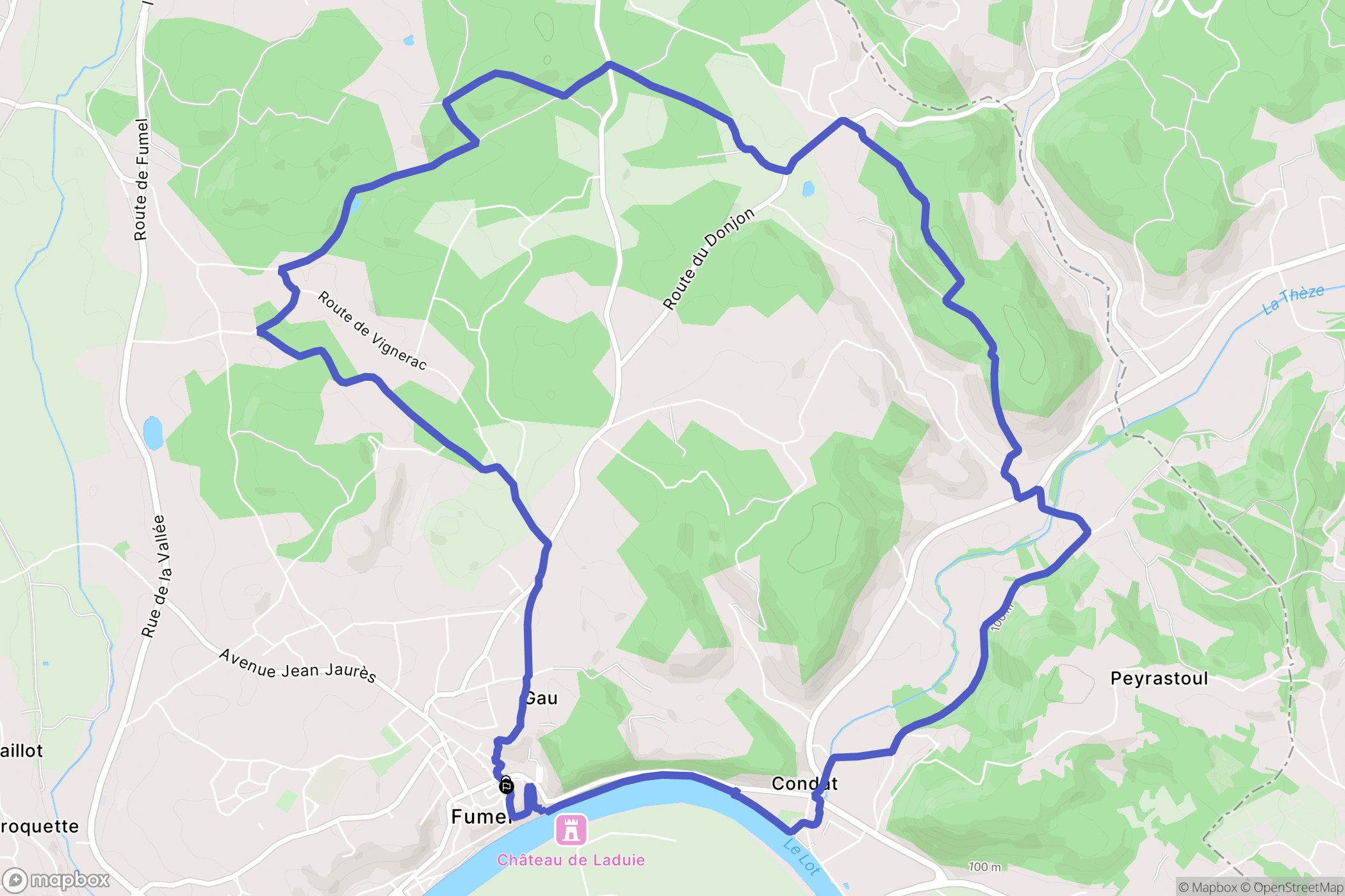 Fumel : carte du parcours de randonnée - France