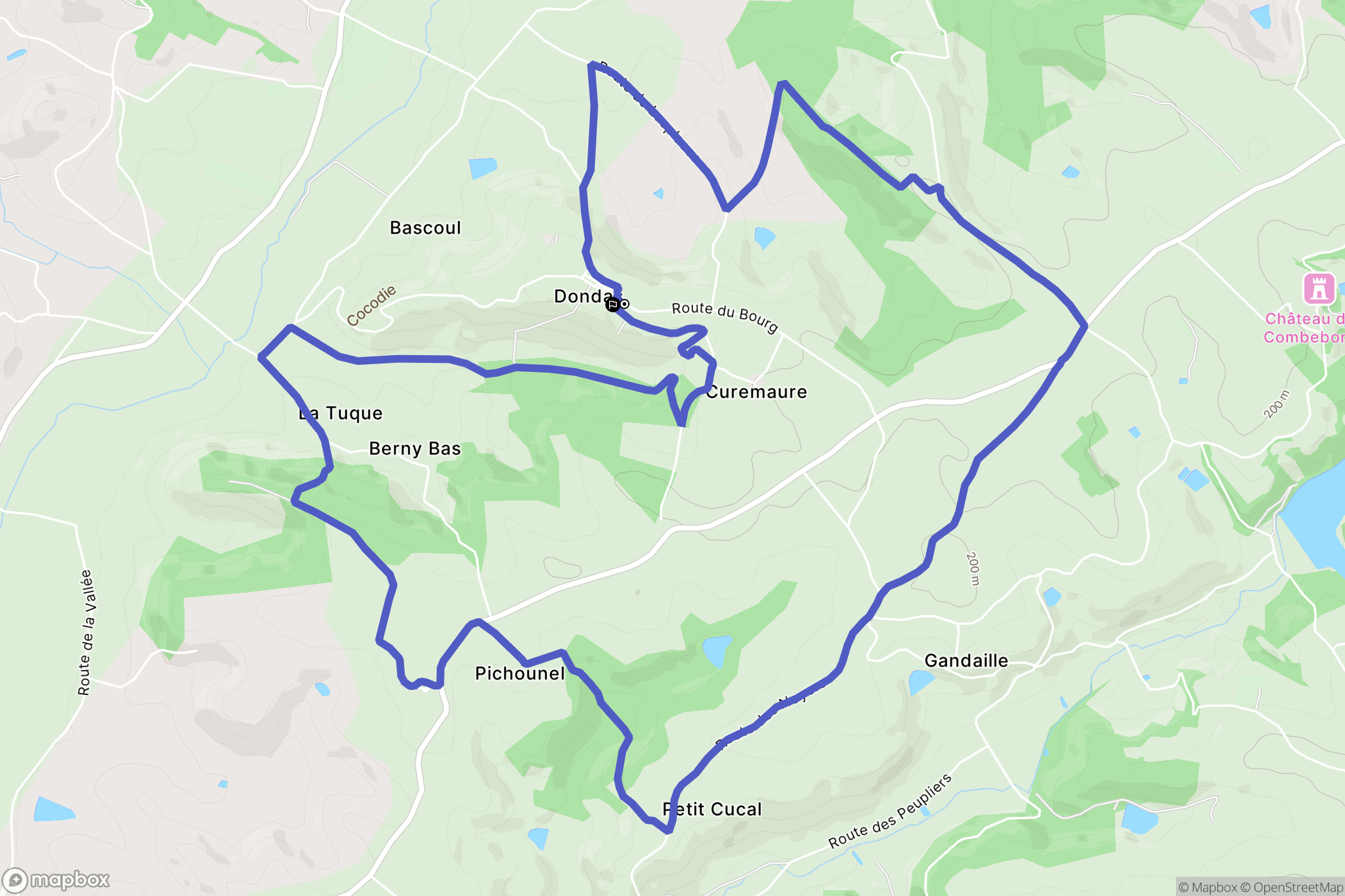 Dondas : carte du parcours de randonnée - France