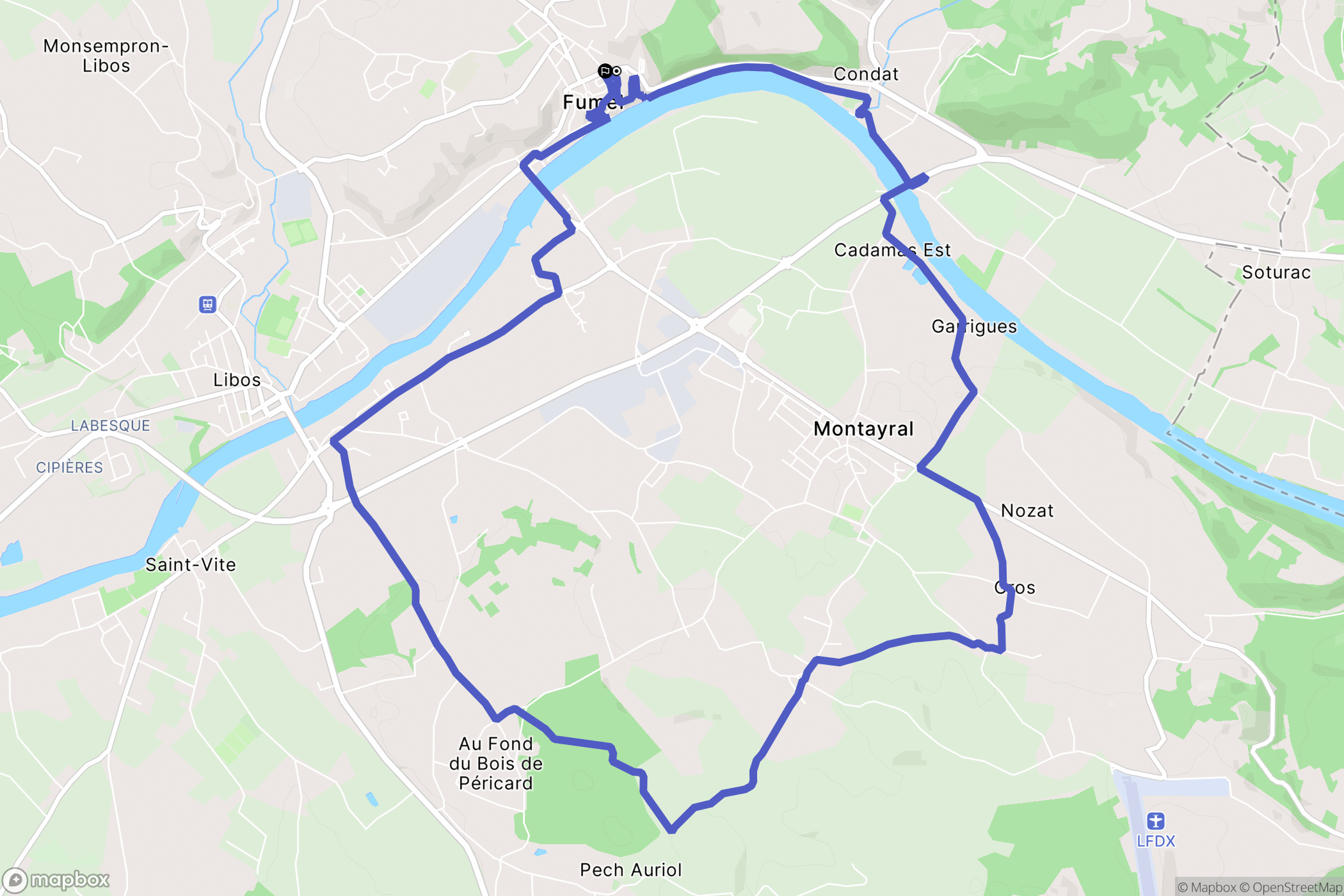Fumel : carte du parcours de randonnée - France