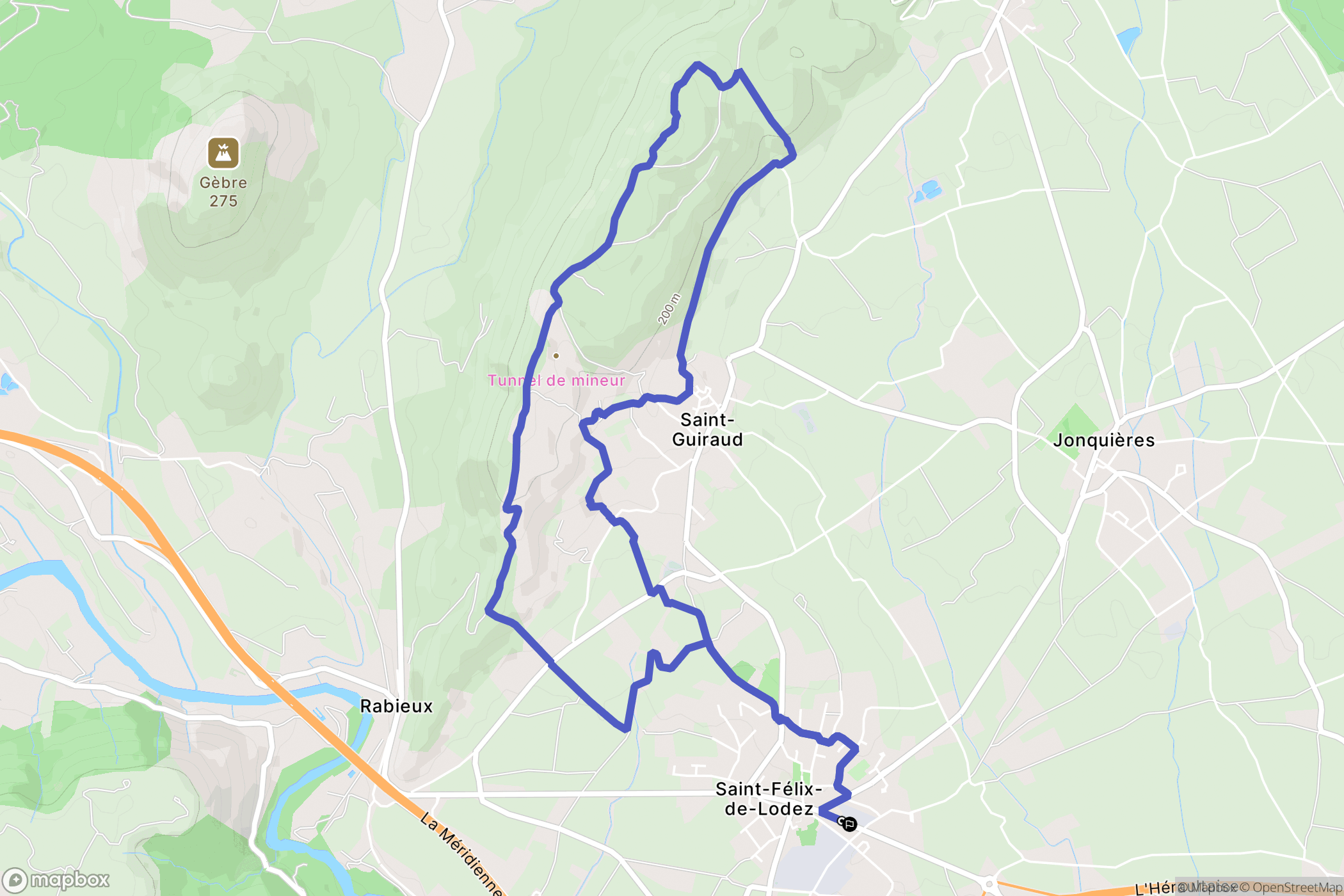 Saint-Félix-de-Lodez : carte du parcours de randonnée - France