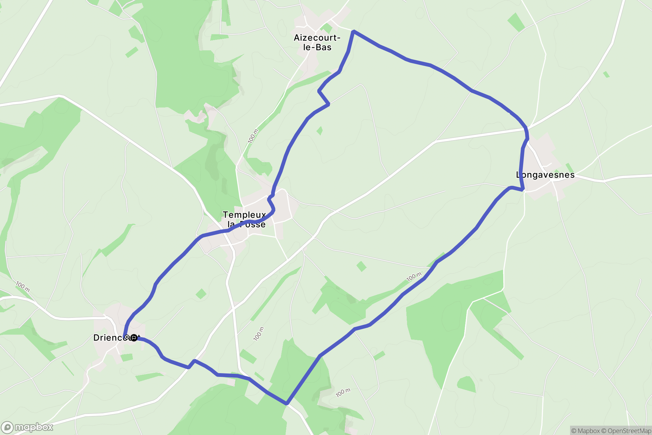 Driencourt : carte du parcours de randonnée - France