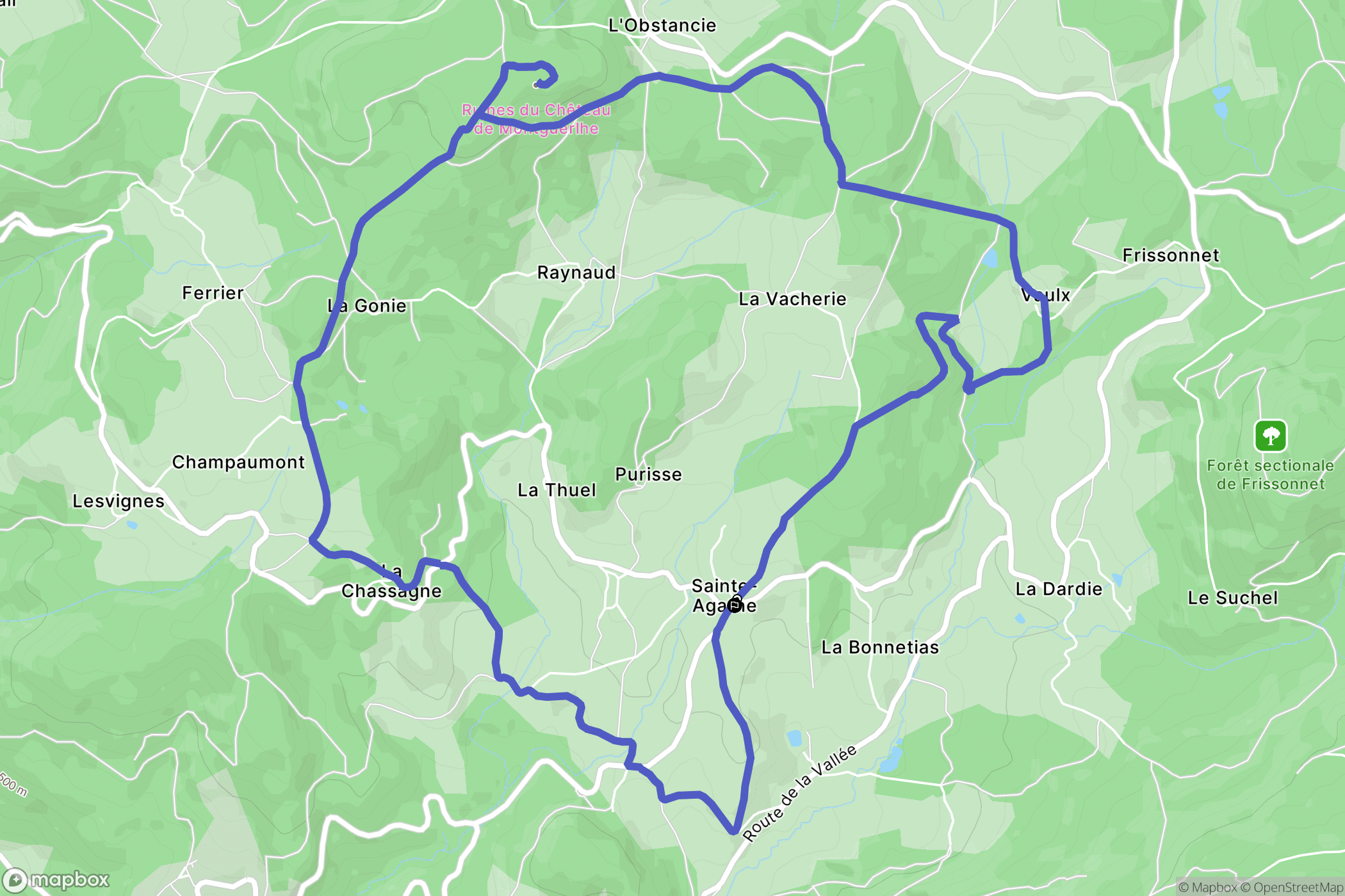 Sainte-Agathe : carte du parcours de randonnée - France