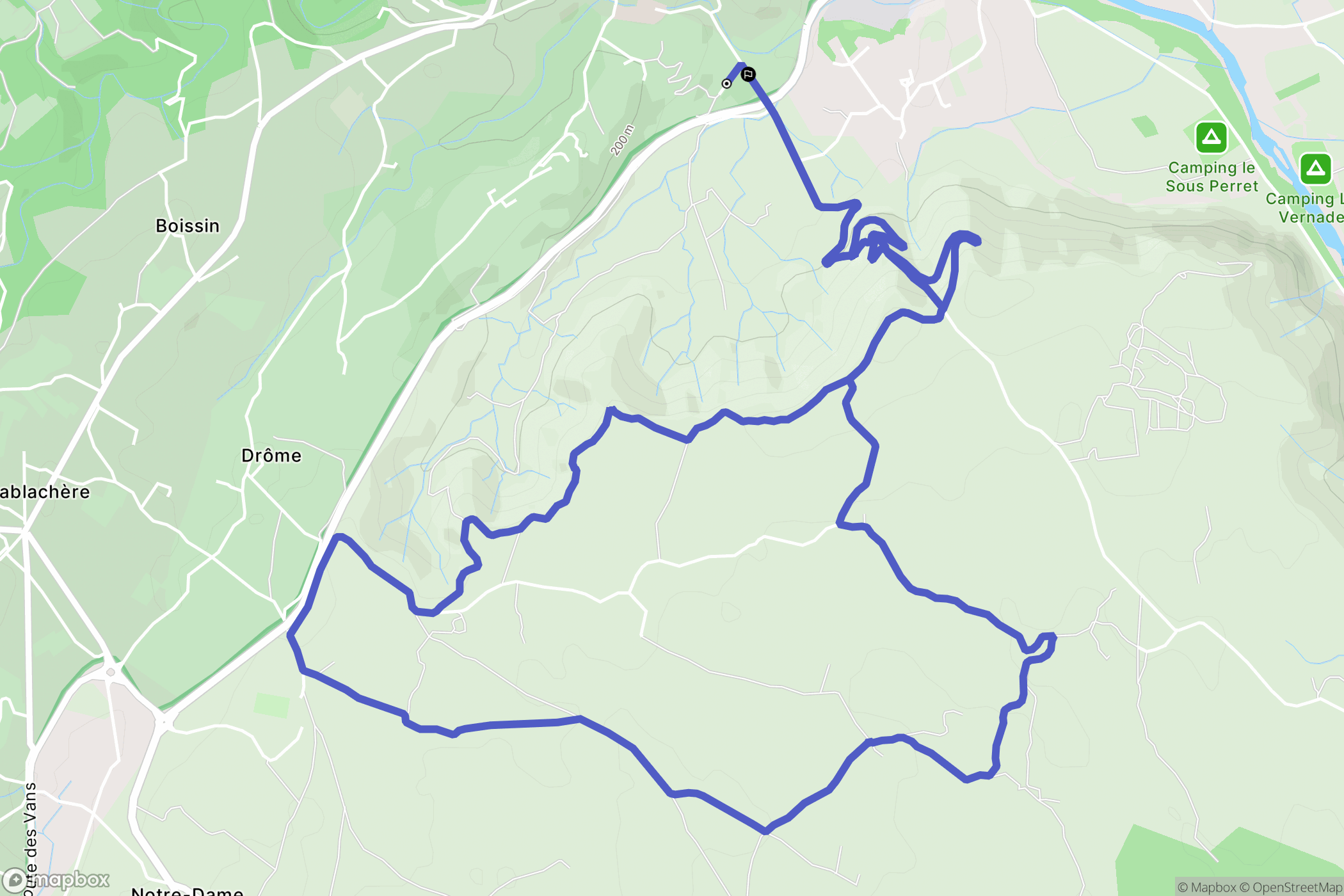Joyeuse : carte du parcours de randonnée - France