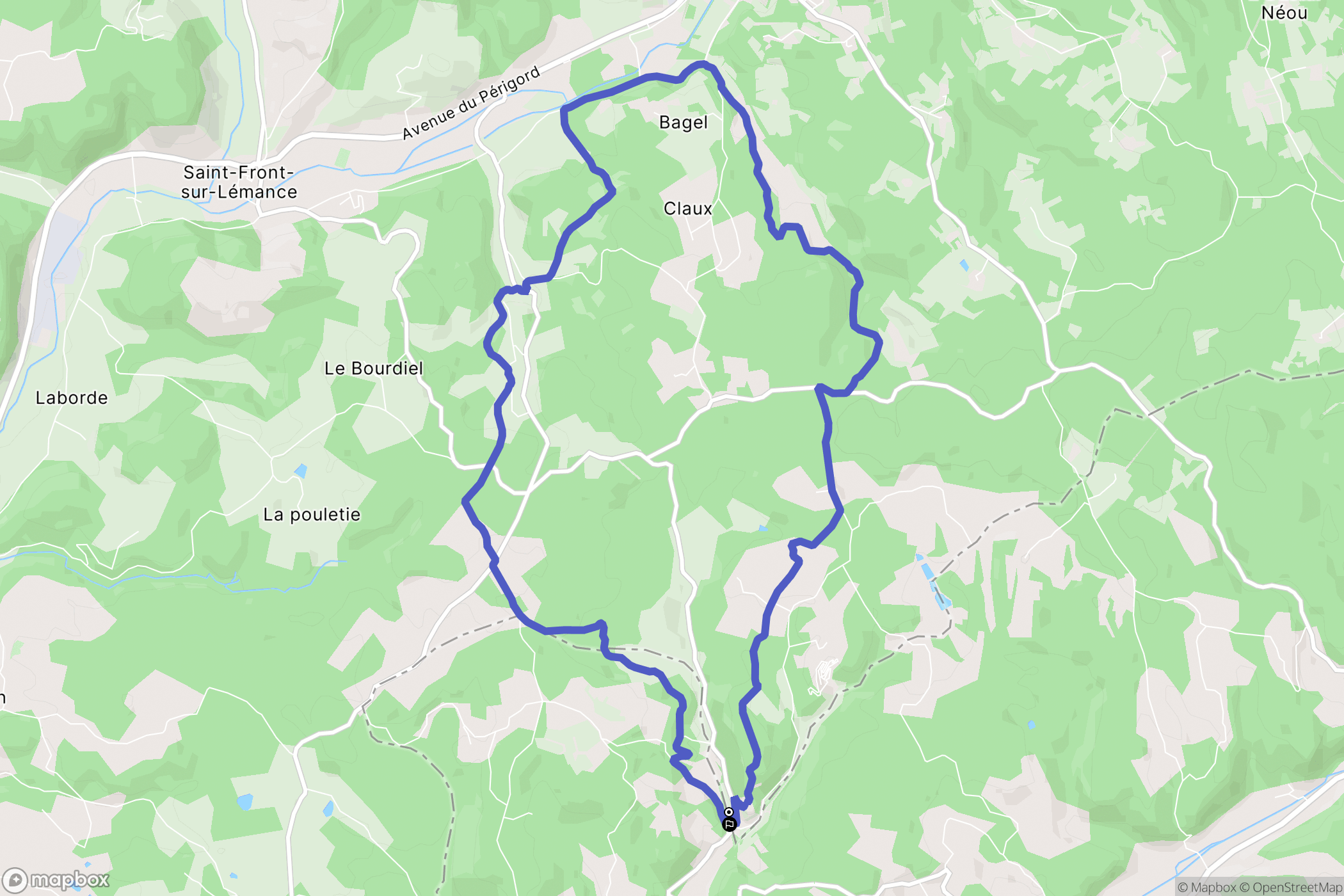 Bonaguil : carte du parcours de randonnée - France