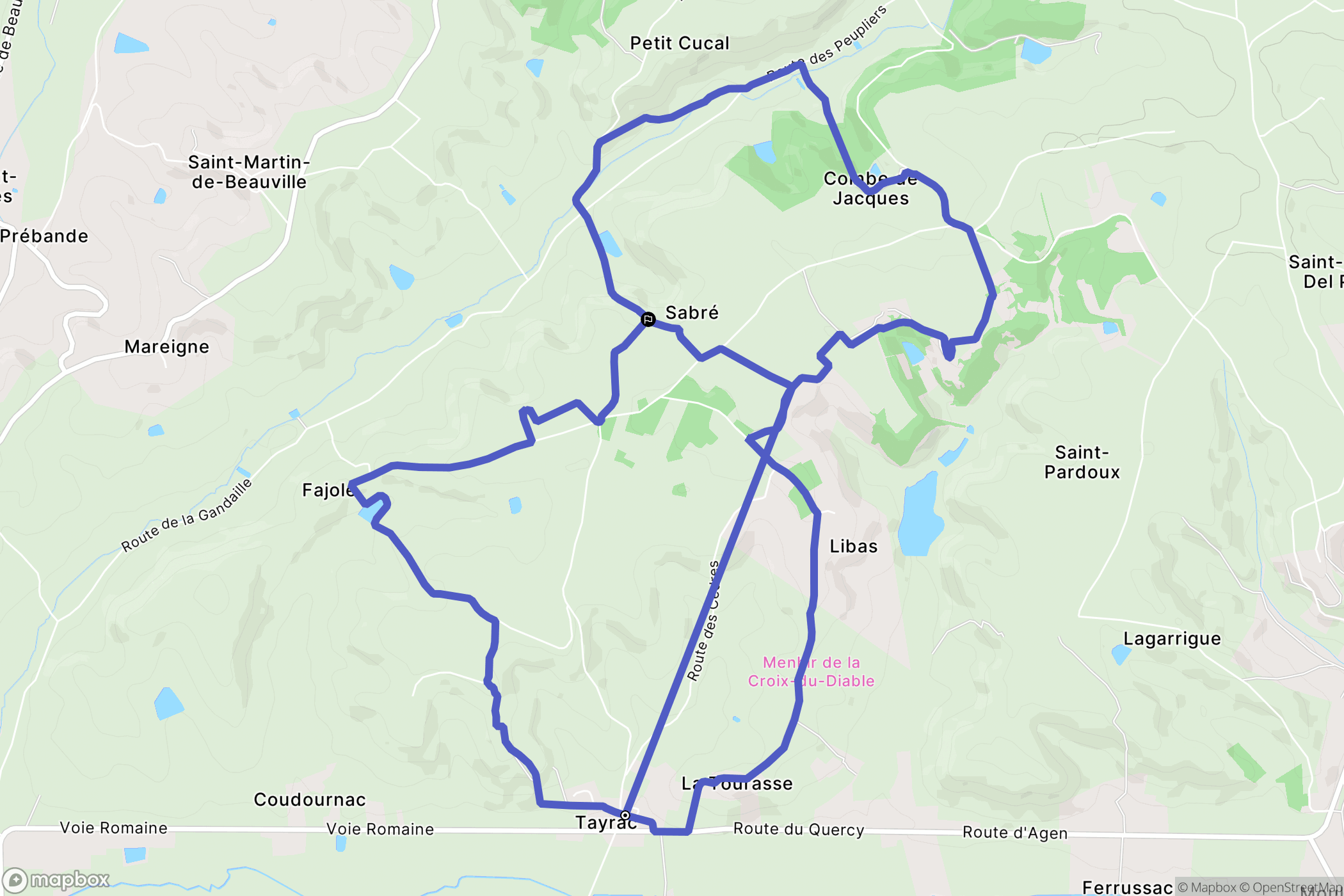 Tayrac : carte du parcours de randonnée - France