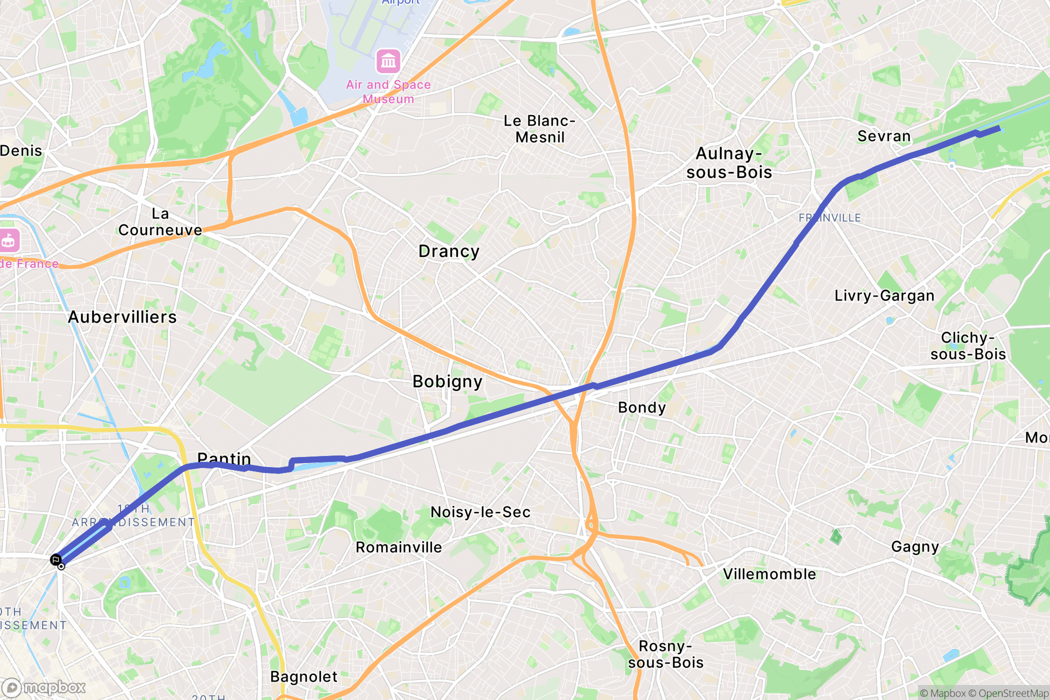 Paris : carte du parcours de randonnée - France