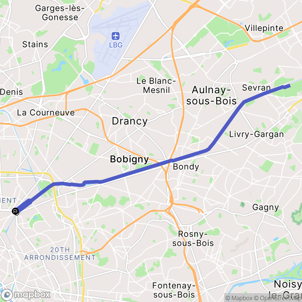 Paris : carte du parcours de randonnée - France
