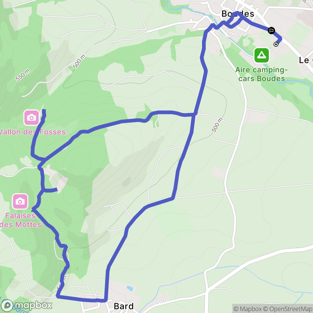 Boudes : carte du parcours de randonnée - France