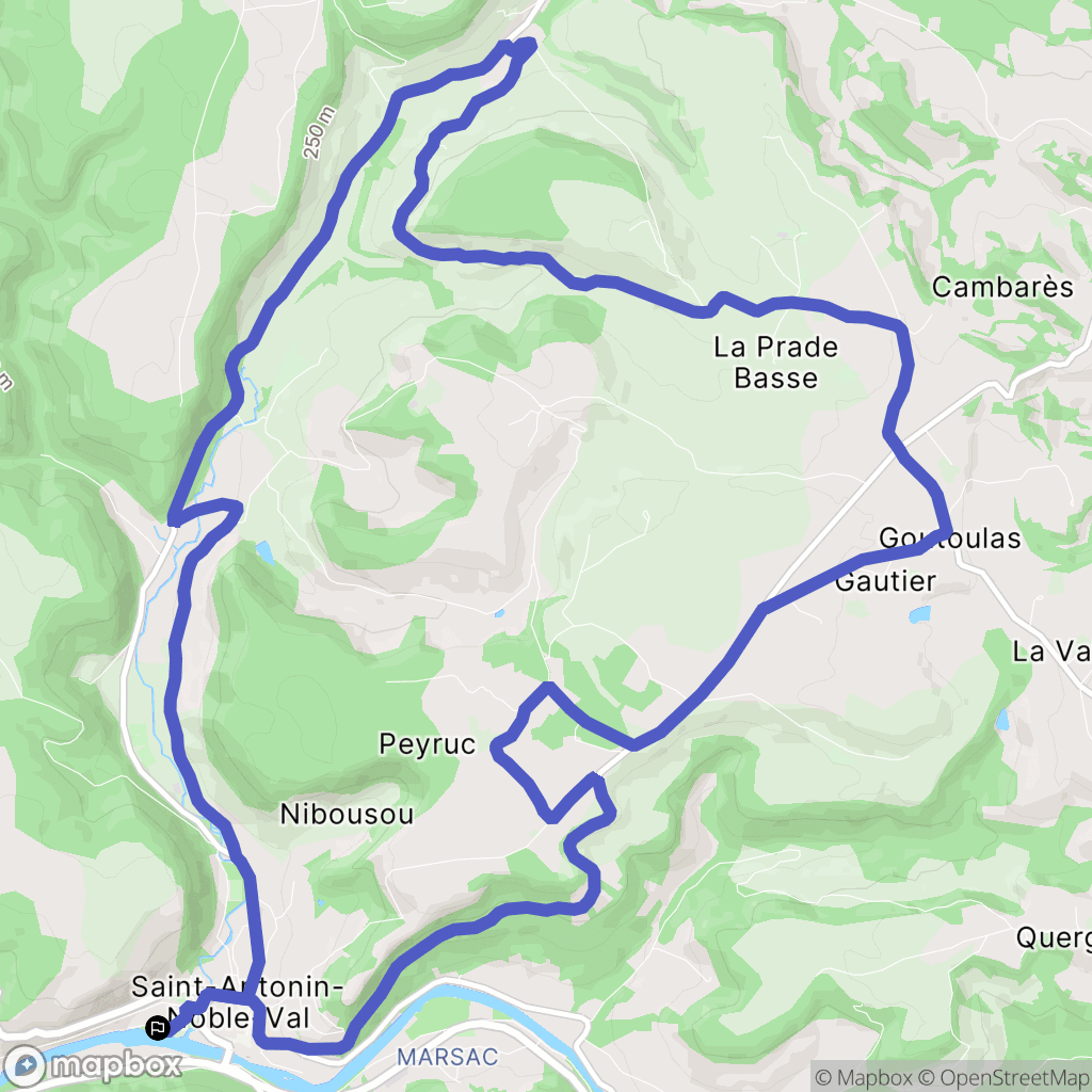 Saint-Antonin-Noble-Val : carte du parcours de randonnée - France