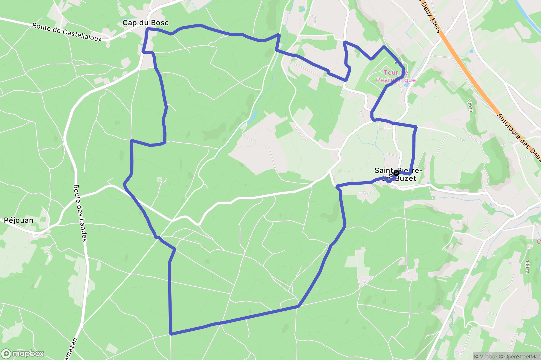 Saint-Pierre-de-Buzet : carte du parcours de randonnée - France