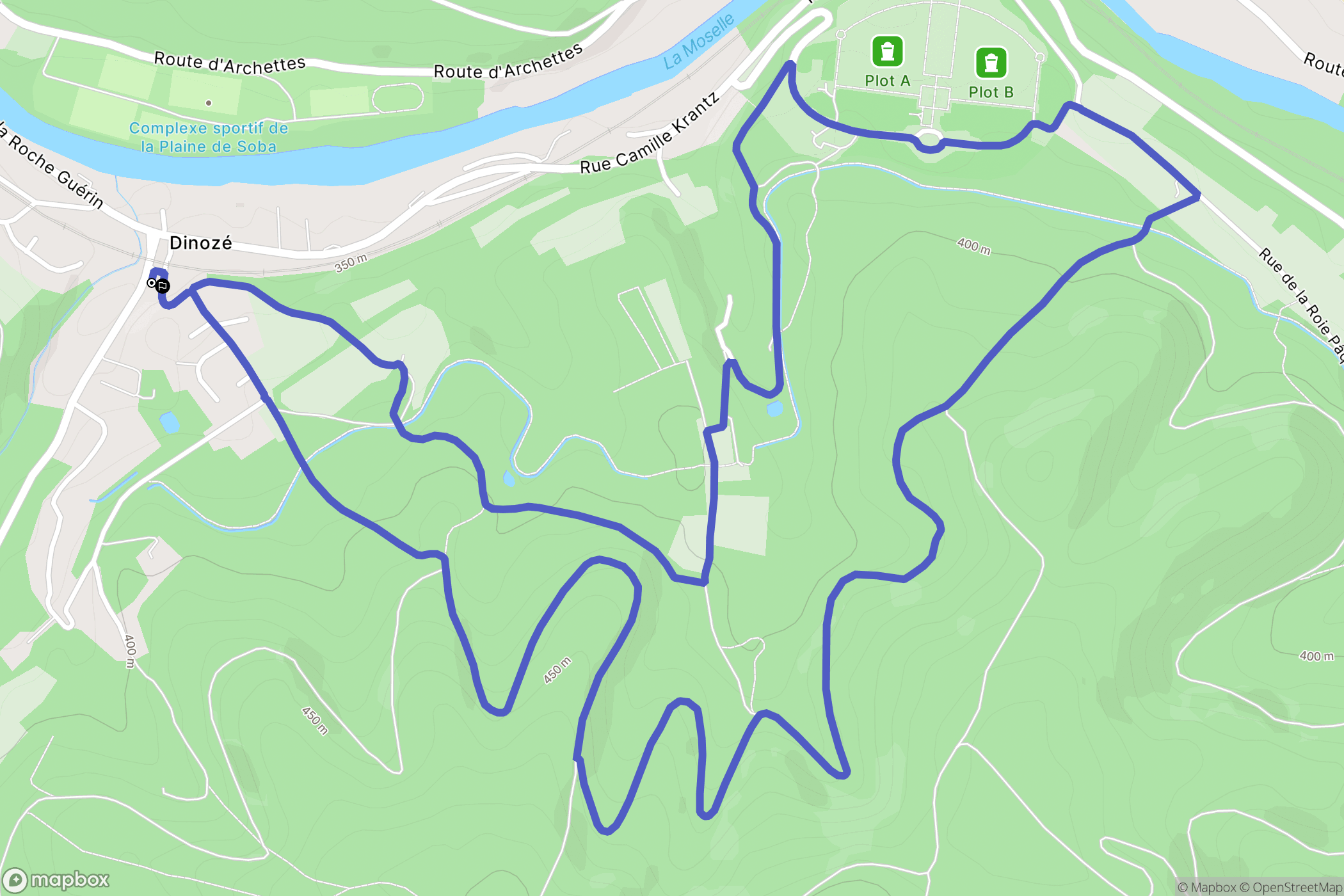 Dinozé : carte du parcours de randonnée - France