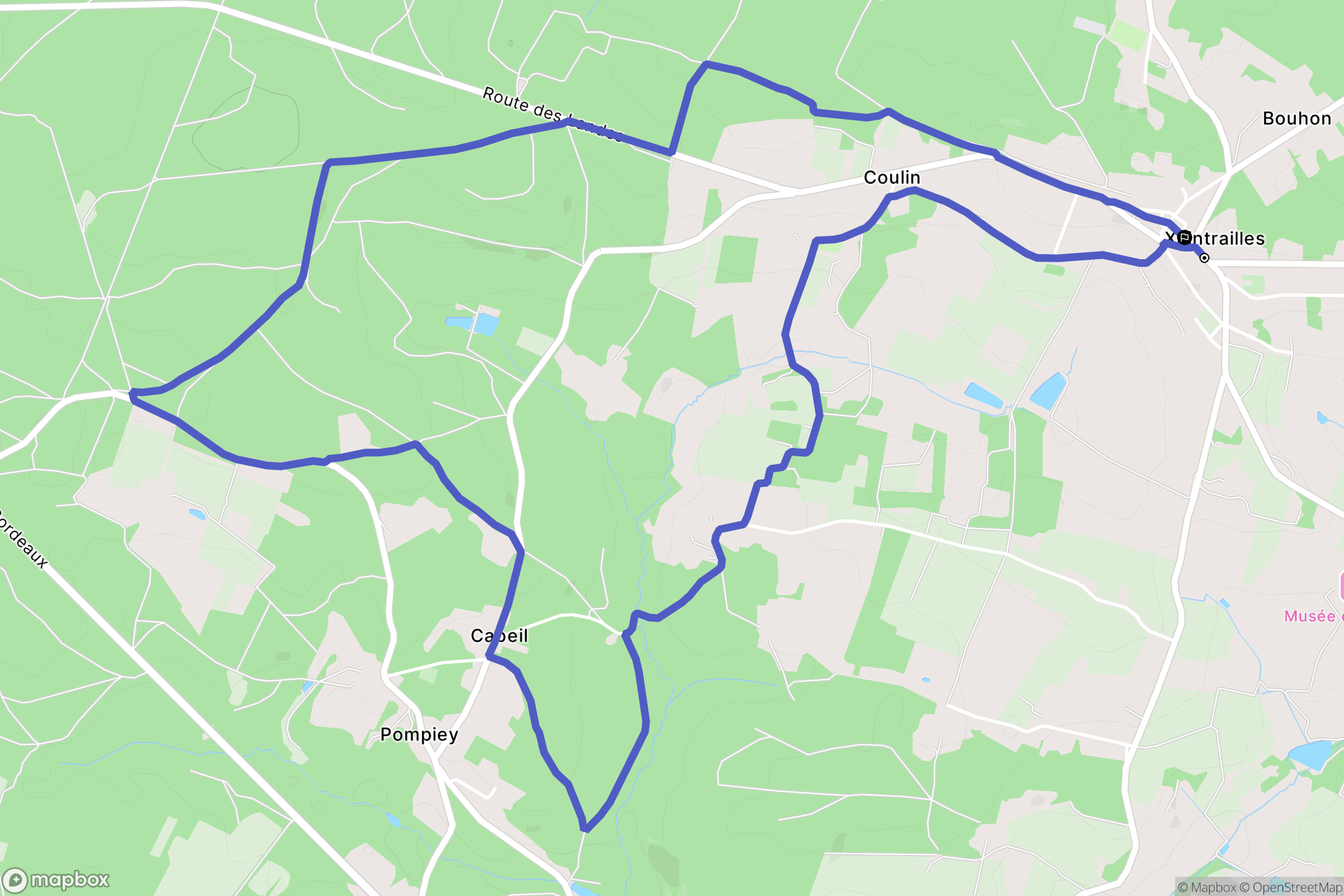 Xaintrailles : carte du parcours de randonnée - France