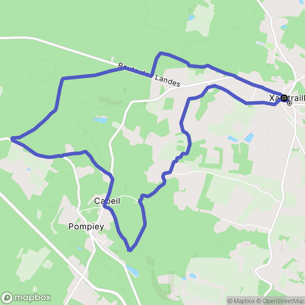 Xaintrailles : carte du parcours de randonnée - France