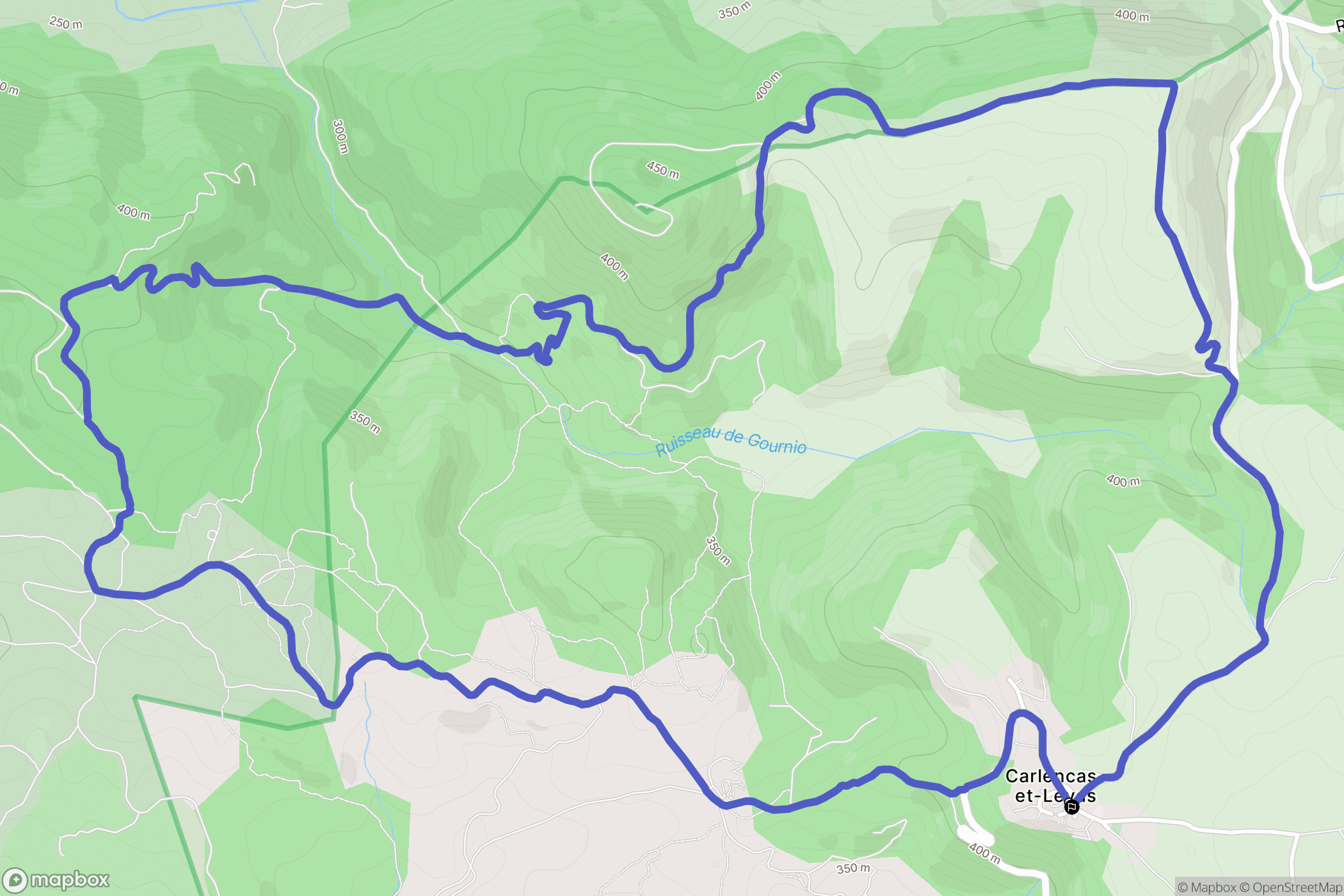 Carlencas-et-Levas : carte du parcours de randonnée - France