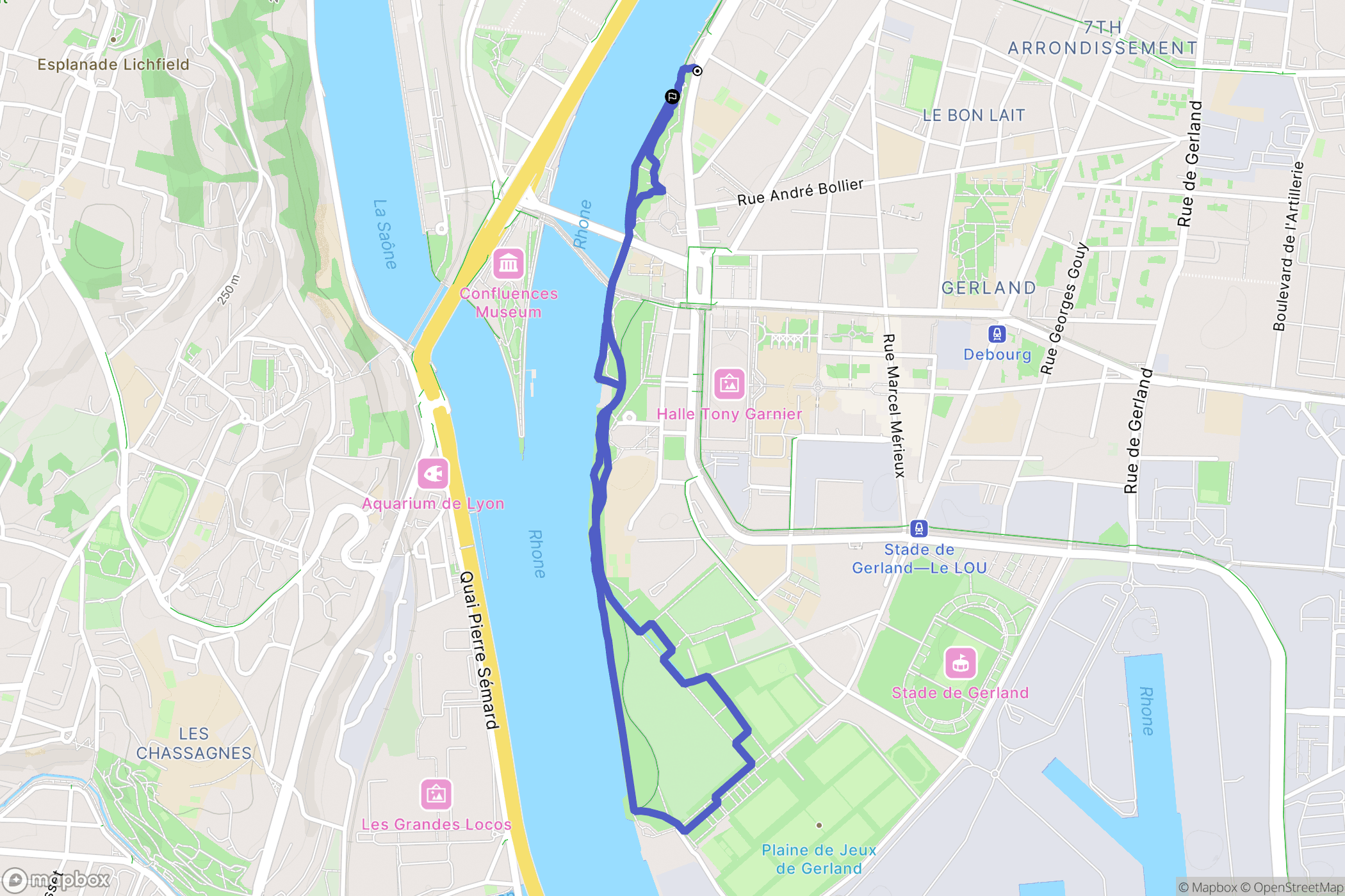 Lyon : carte du parcours de randonnée - France