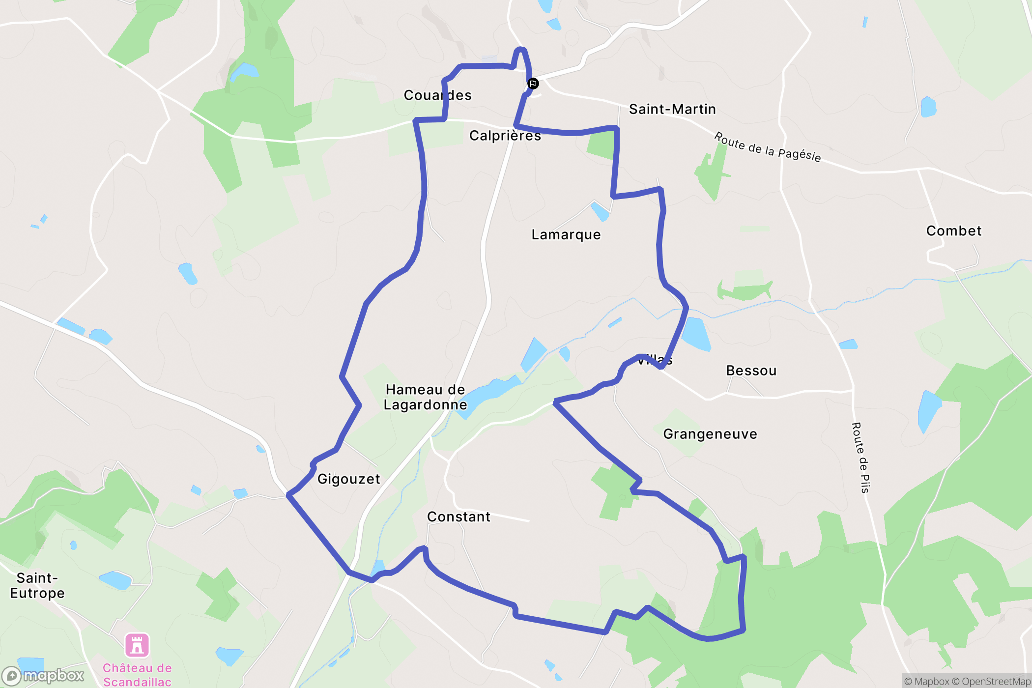 Born : carte du parcours de randonnée - France
