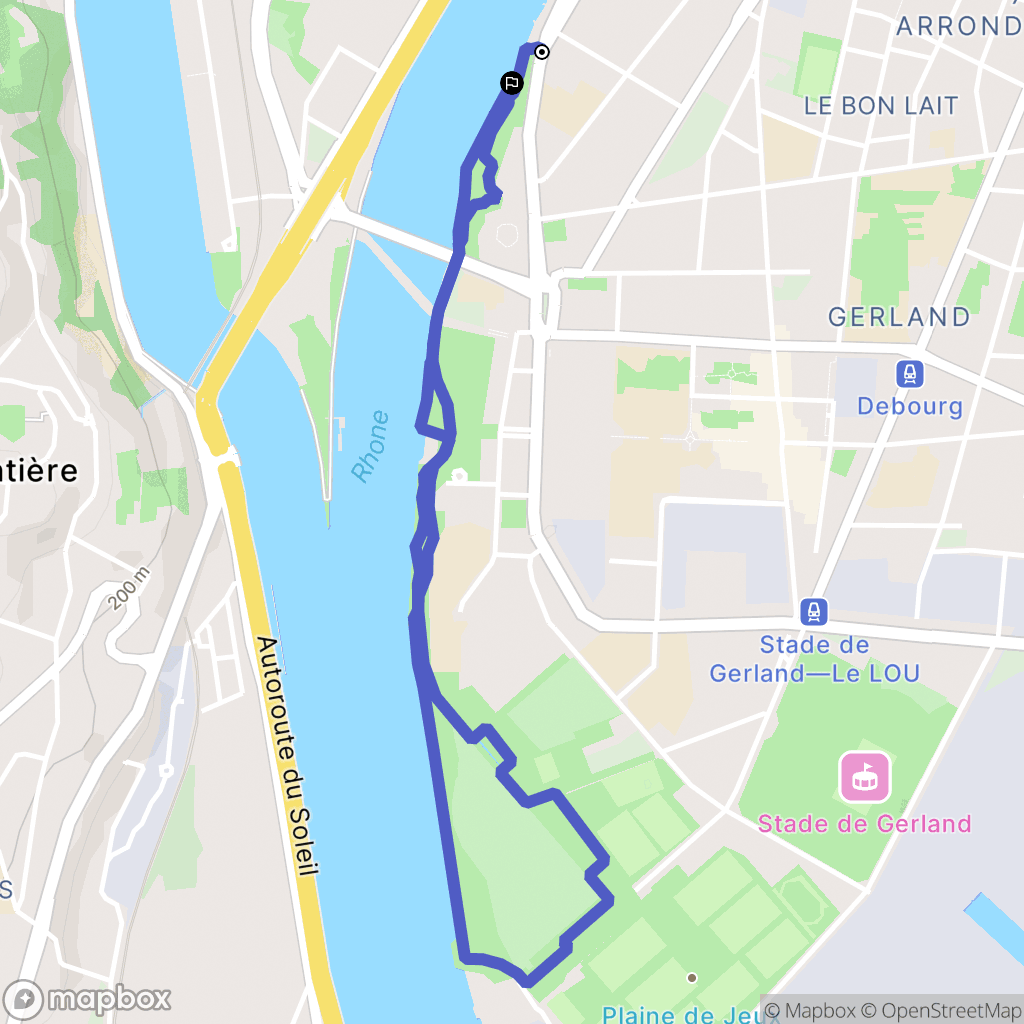Lyon : carte du parcours de randonnée - France