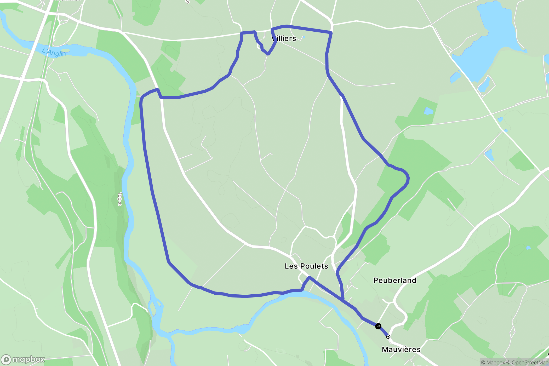Mauvières : carte du parcours de randonnée - France