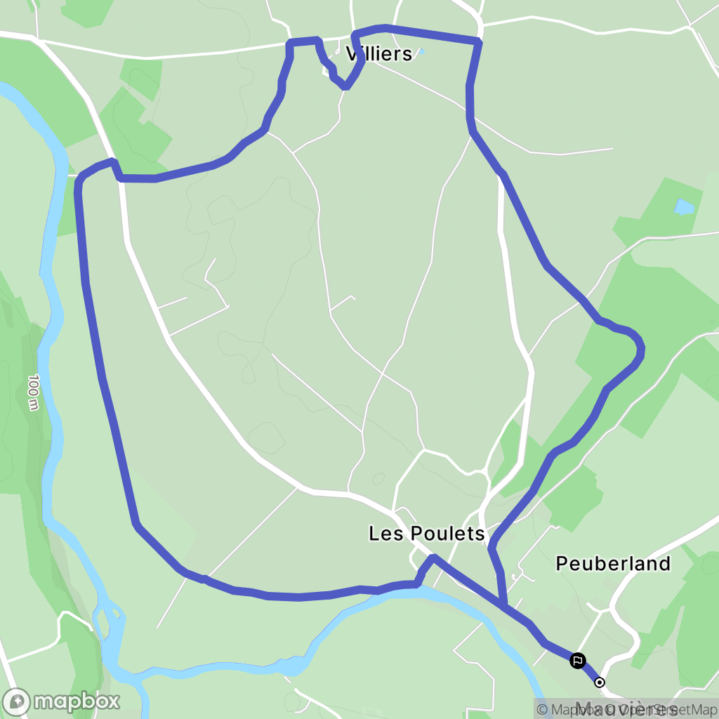 Mauvières : carte du parcours de randonnée - France