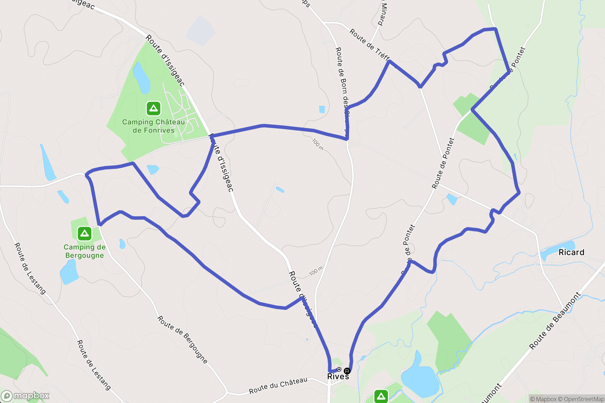 Rives : carte du parcours de randonnée - France