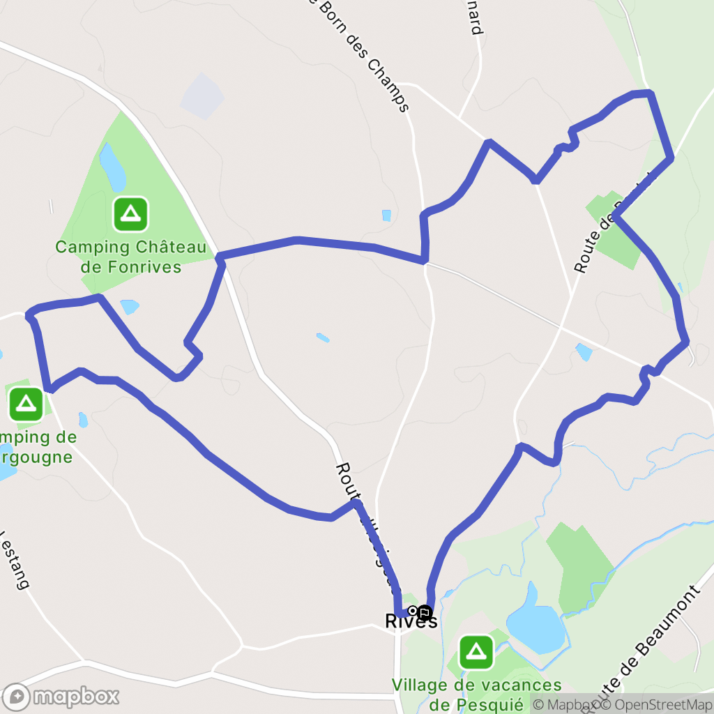 Rives : carte du parcours de randonnée - France