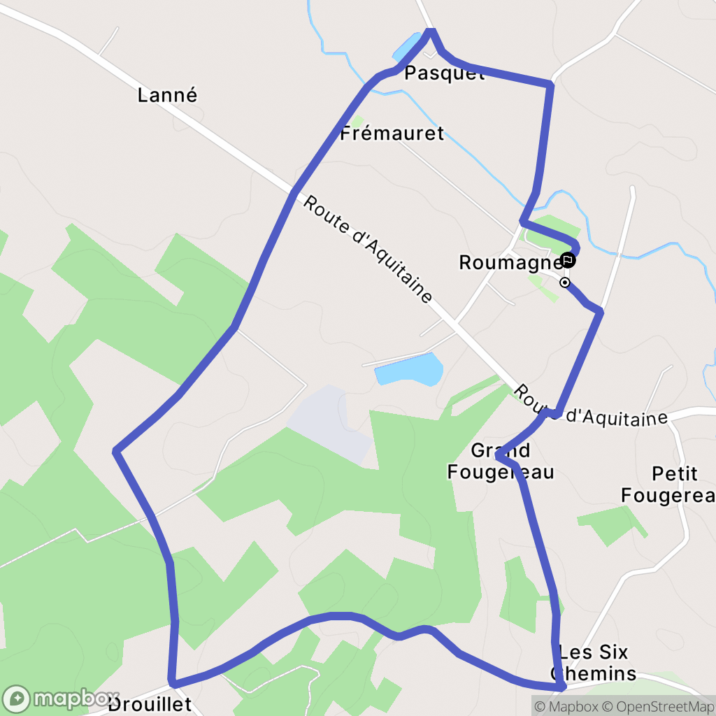 Roumagne : carte du parcours de randonnée - France