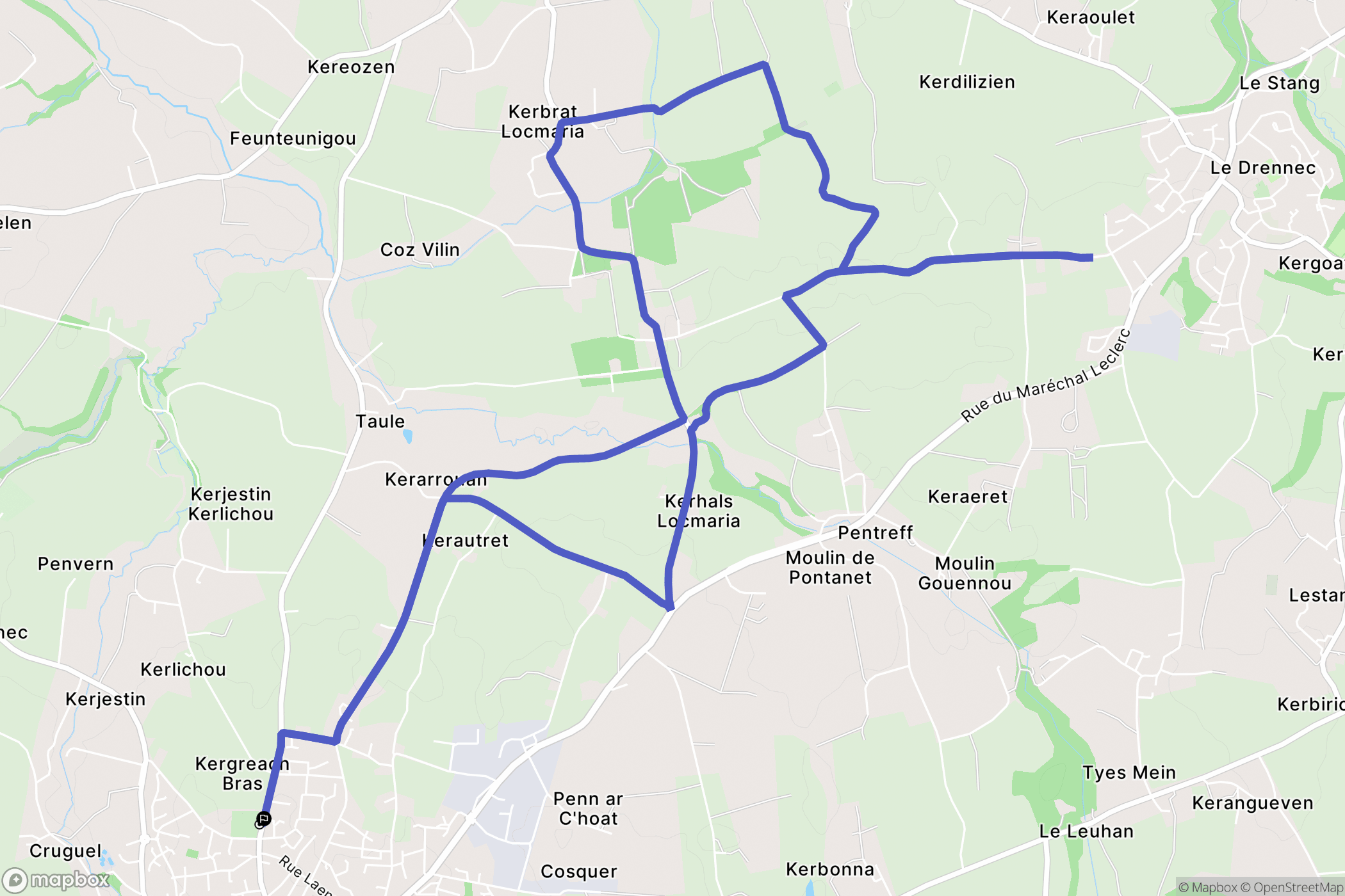 Plabennec : carte du parcours de randonnée - France