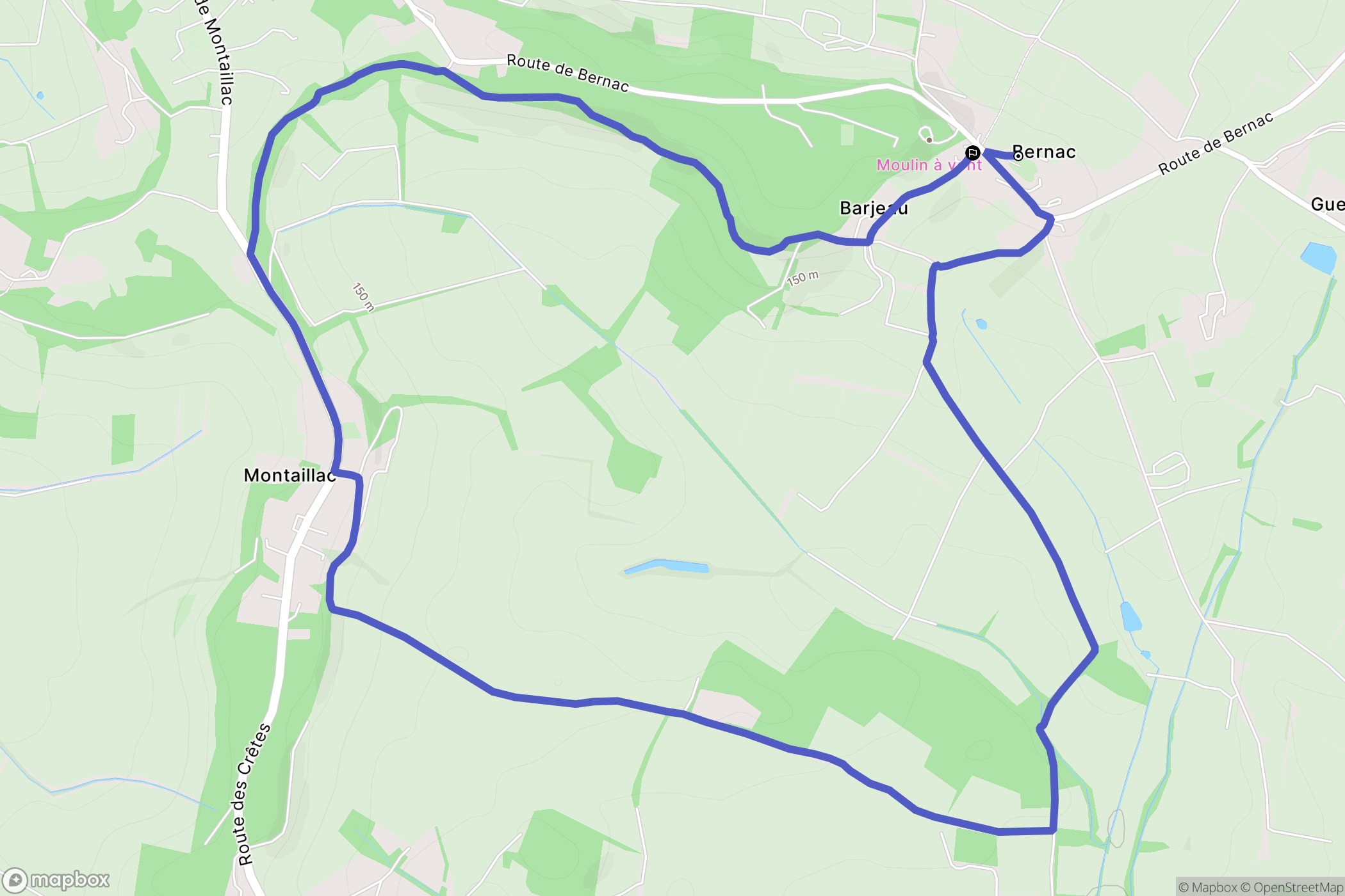 Montaillac : carte du parcours de randonnée - France