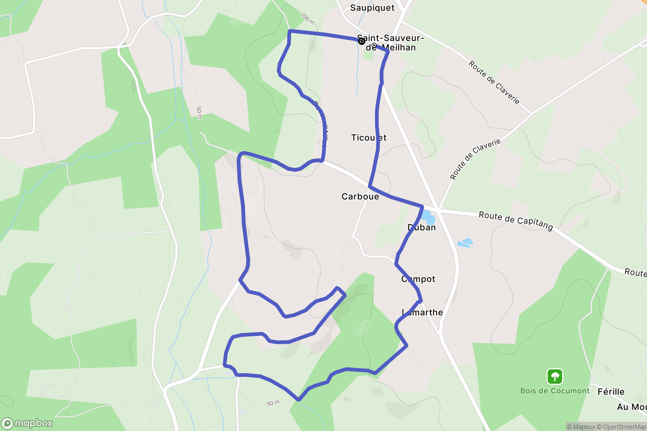 Saint-Sauveur-de-Meilhan : carte du parcours de randonnée - France