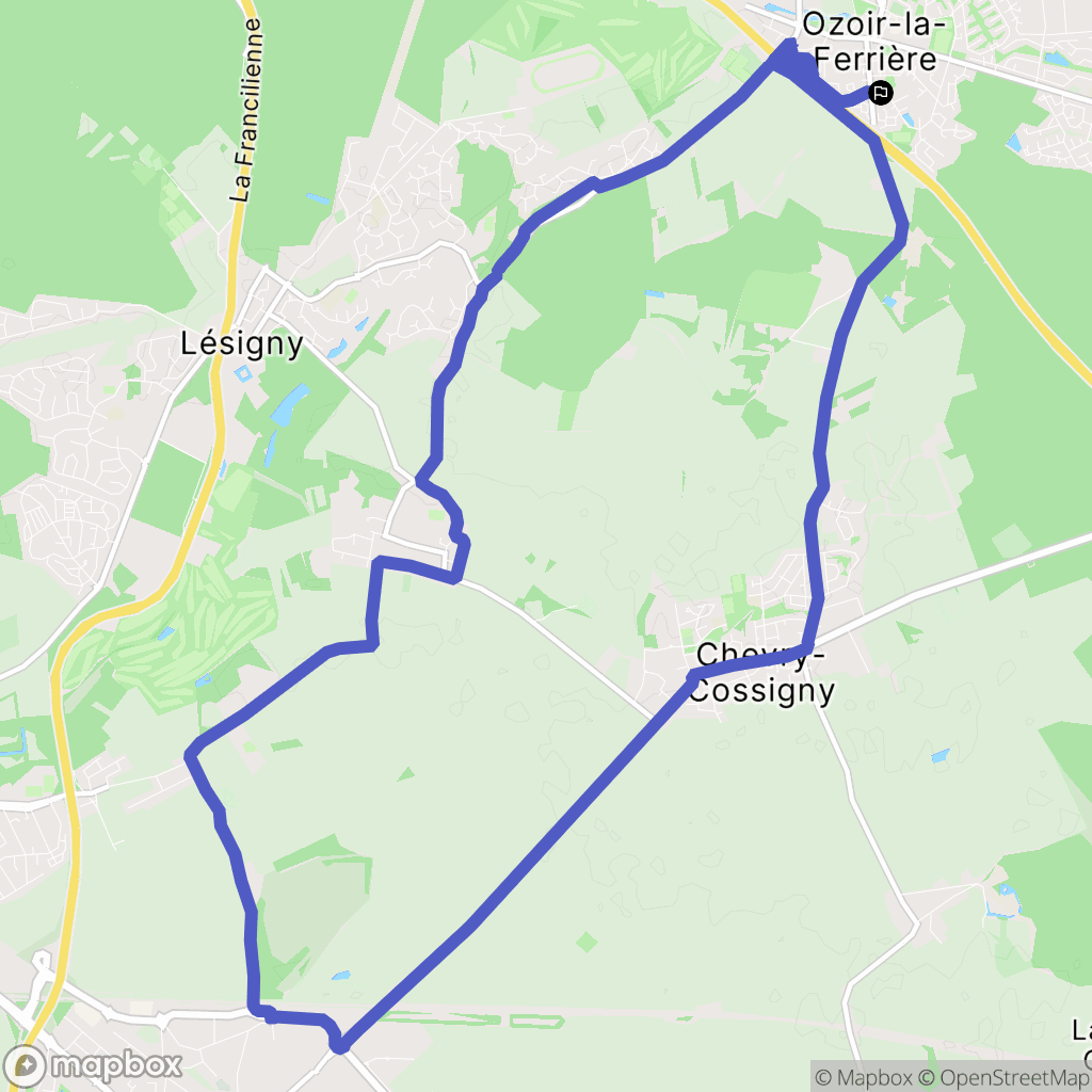Ozoir-la-Ferrière : carte du parcours de randonnée - France