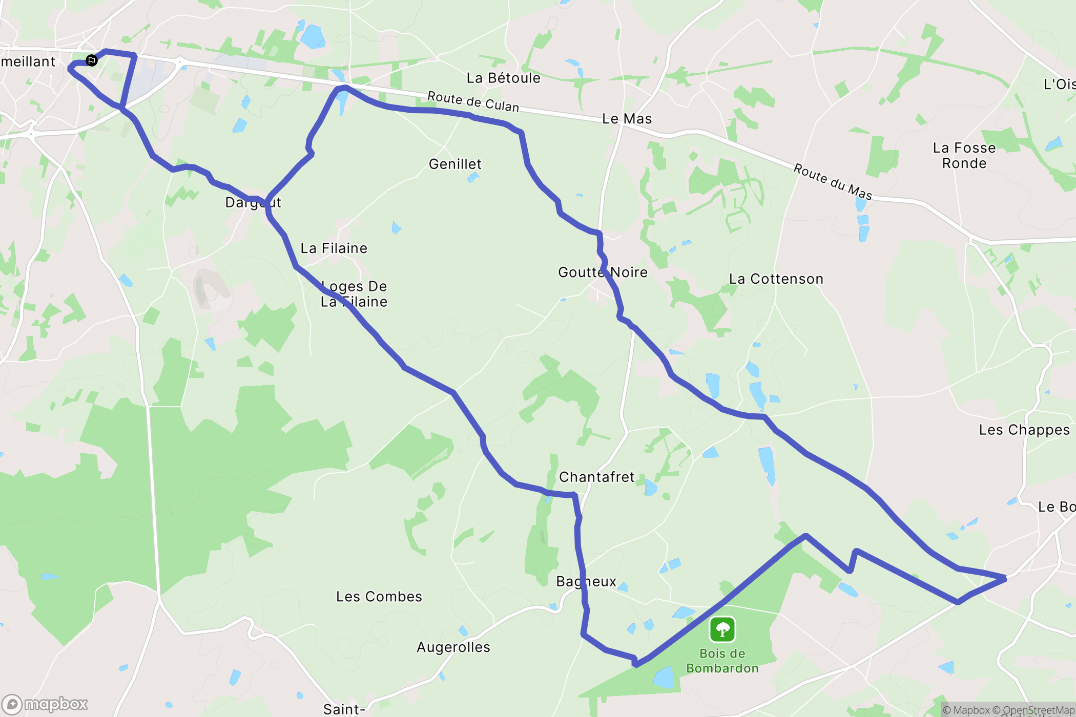 Châteaumeillant : carte du parcours de randonnée - France