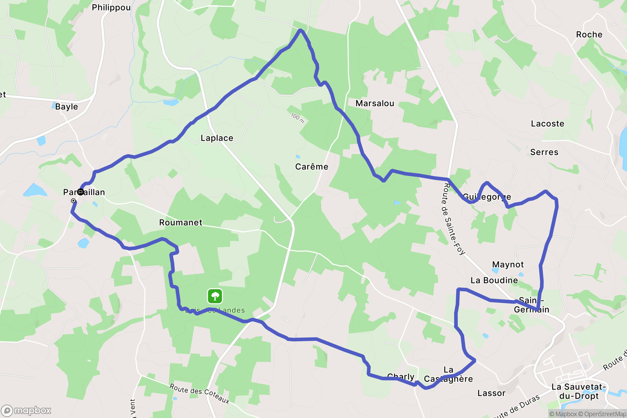 Pardaillan : carte du parcours de randonnée - France