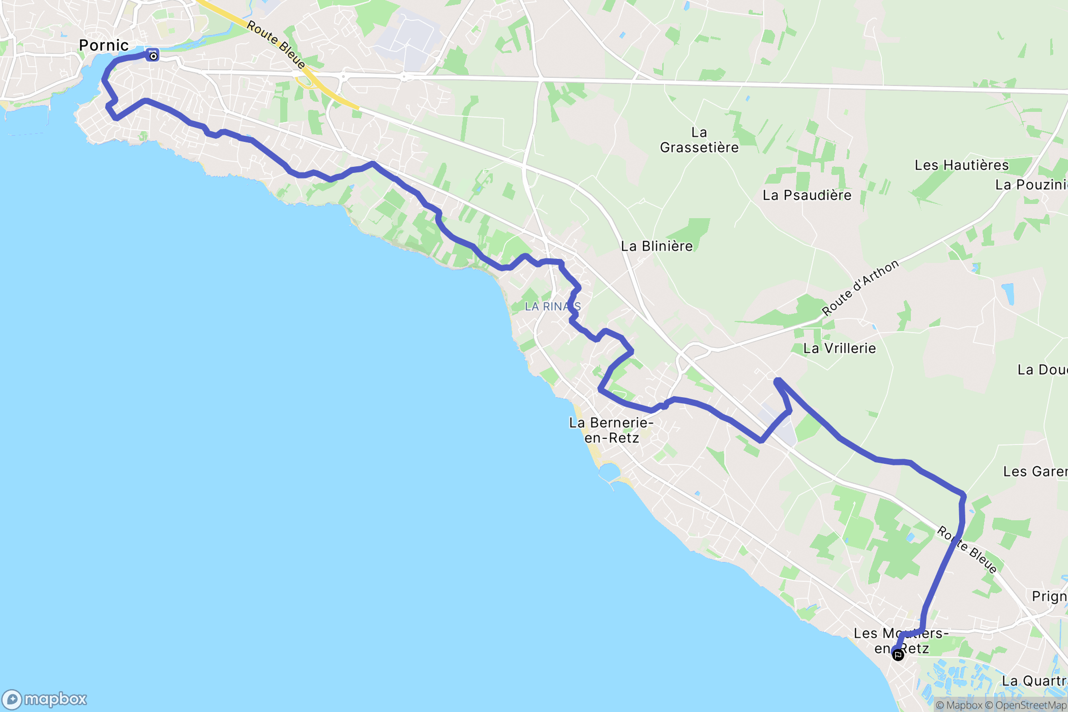 Pornic : carte du parcours de randonnée - France